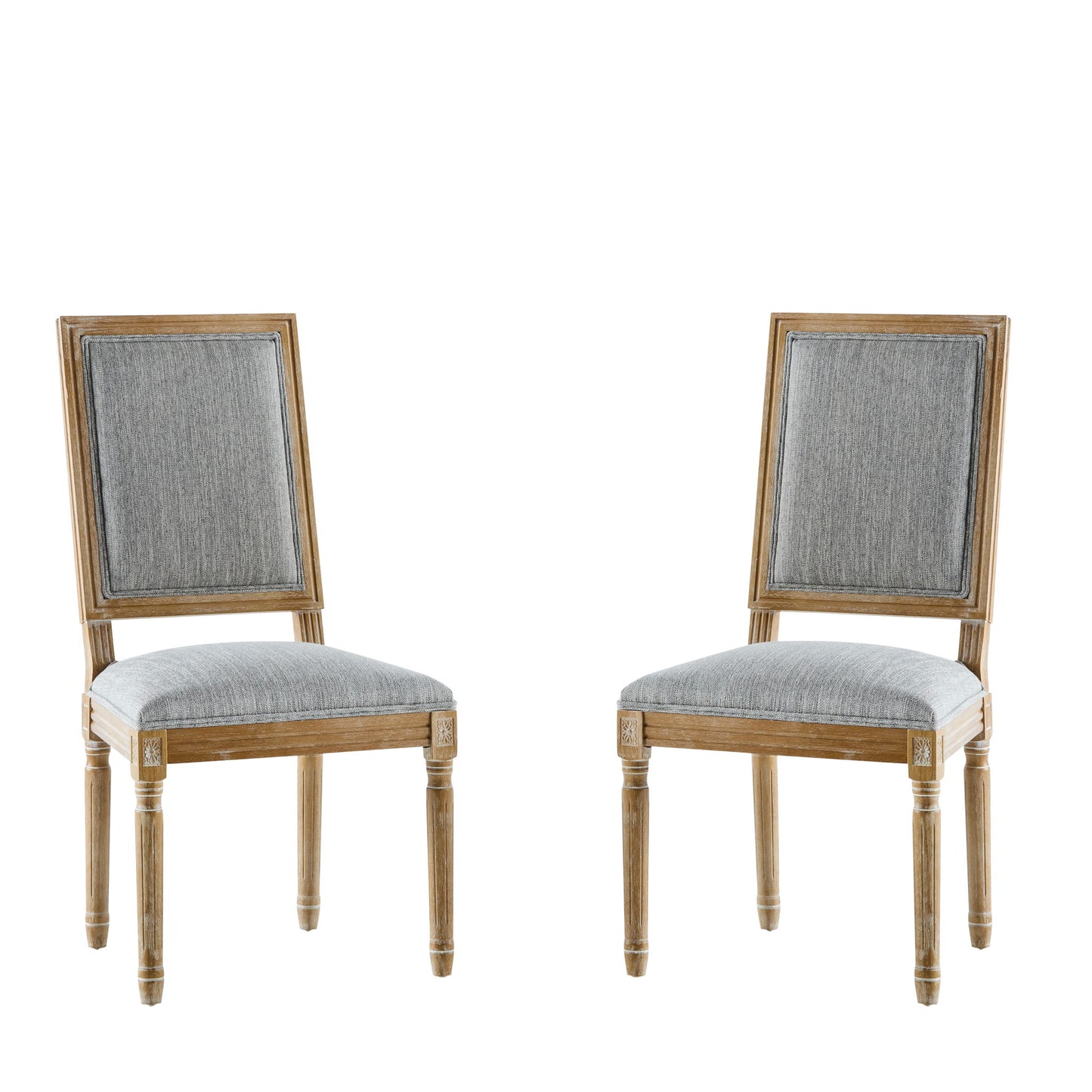 French Country Style Dining Chair With Upholstered Seating And Fluted Legs Noble House