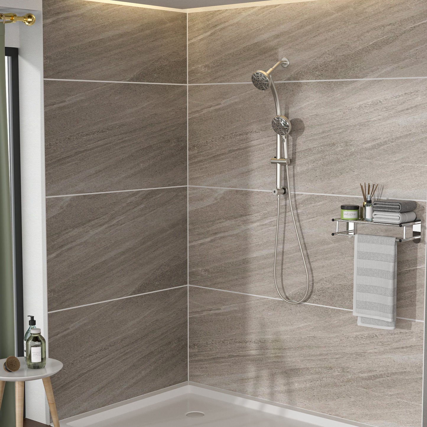 Multi Function Dual Shower Head System With 4.7" Rain Showerhead, 8 Function Hand Shower, Adjustable Slide Bar Daily Nest