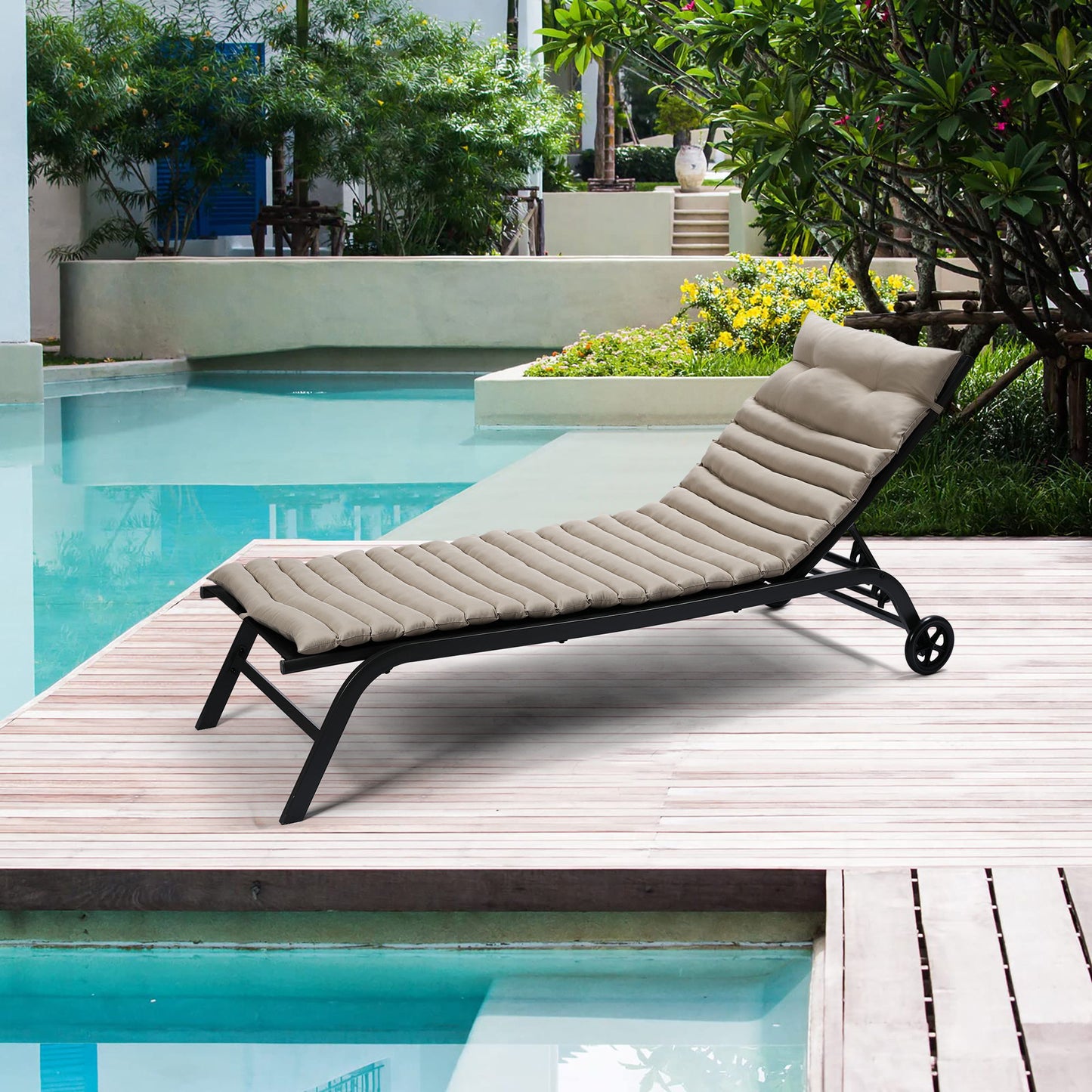 2 Piece Outdoor Chaise Lounge Chair Cushion Set Home Essentials