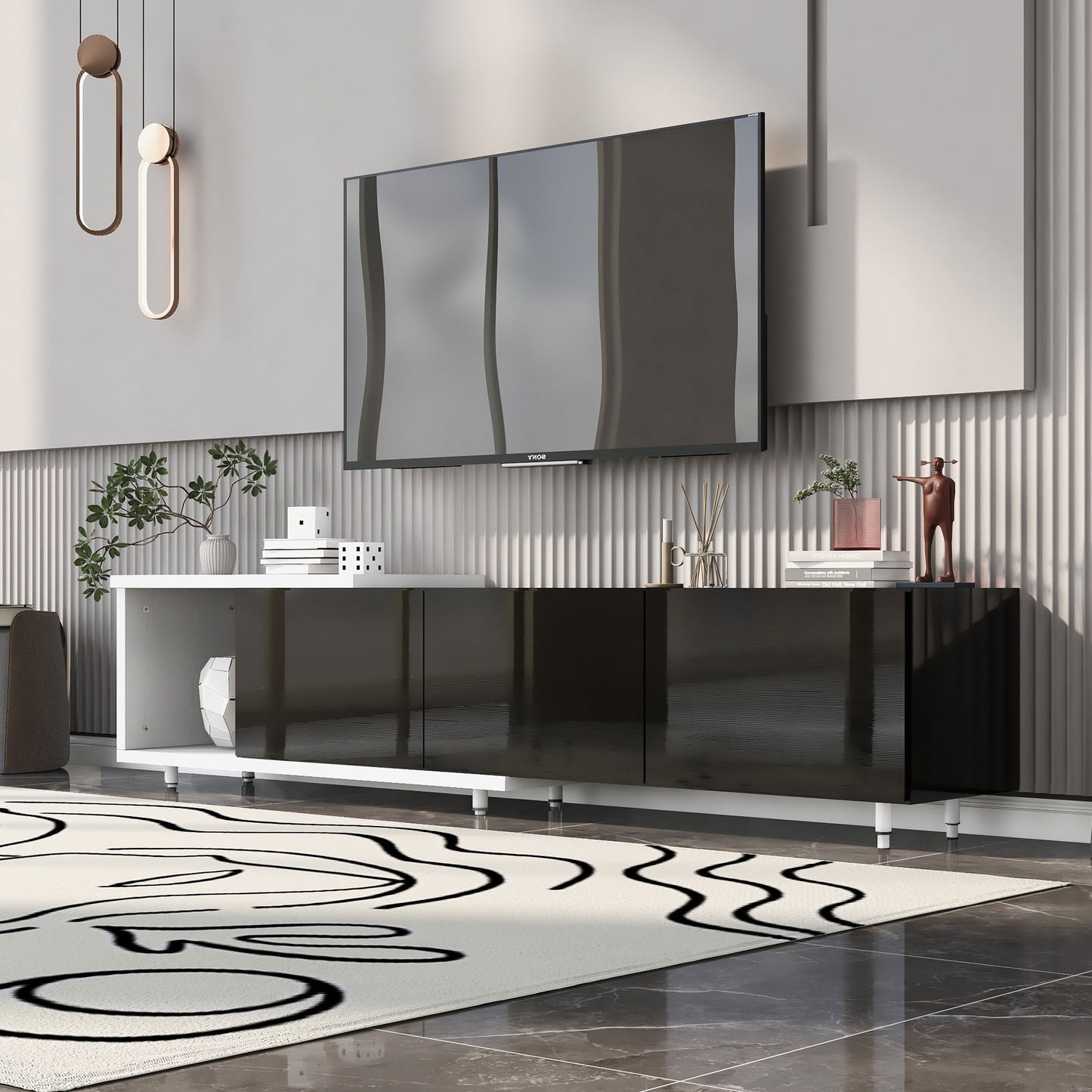 Modern Stylish Extendabletv Stand TV Cabinet For 80" TV Hearth and Haven