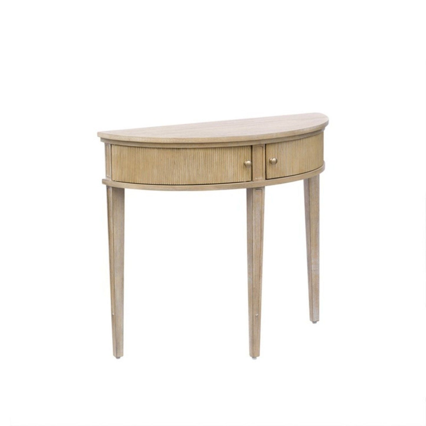 Vintage Inspired Storage Console Table With Fluted Doors - Reclaimed Wheat JLA