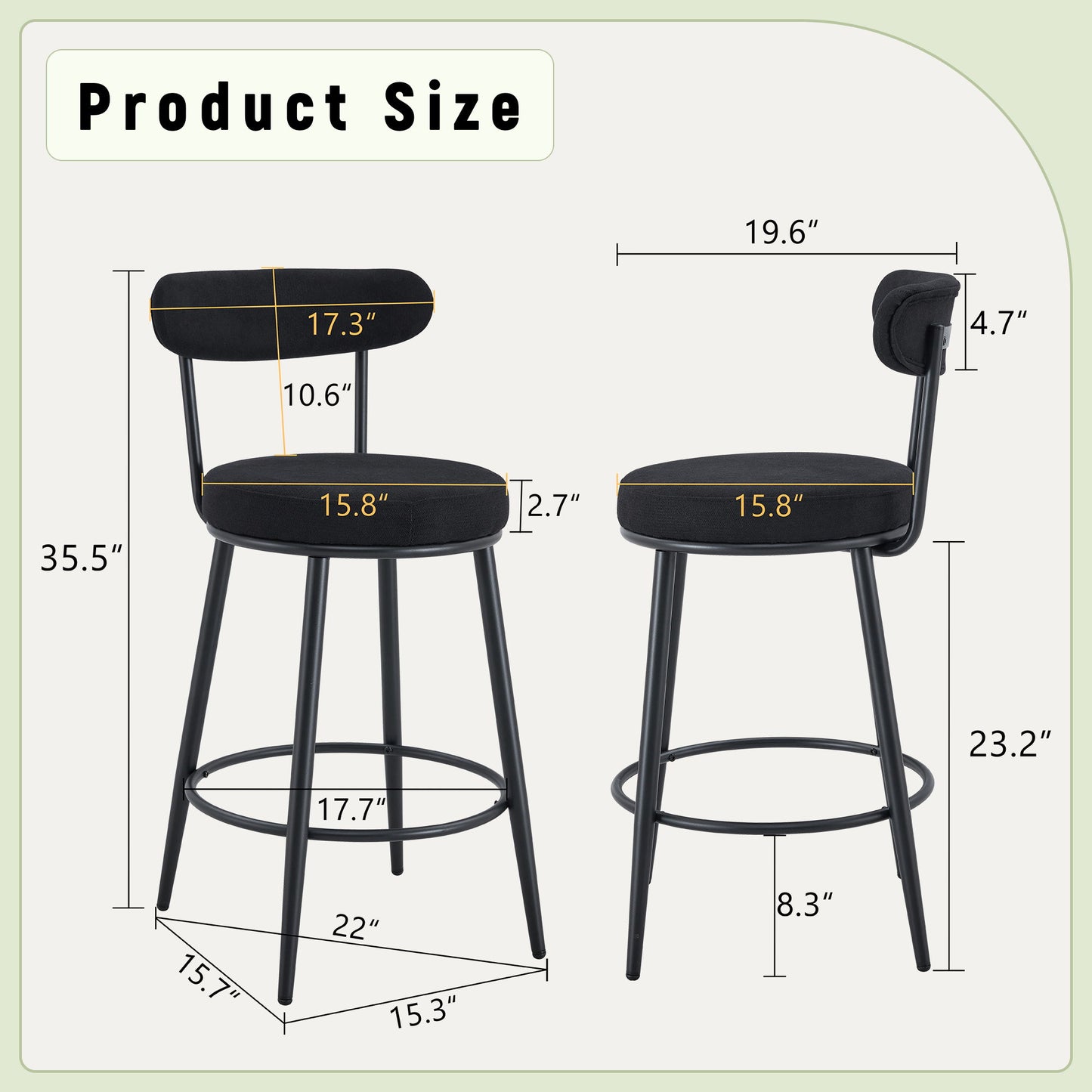 Fashionable Ergonomic High Legged Bar Chairs (Set of 2) Home Essentials