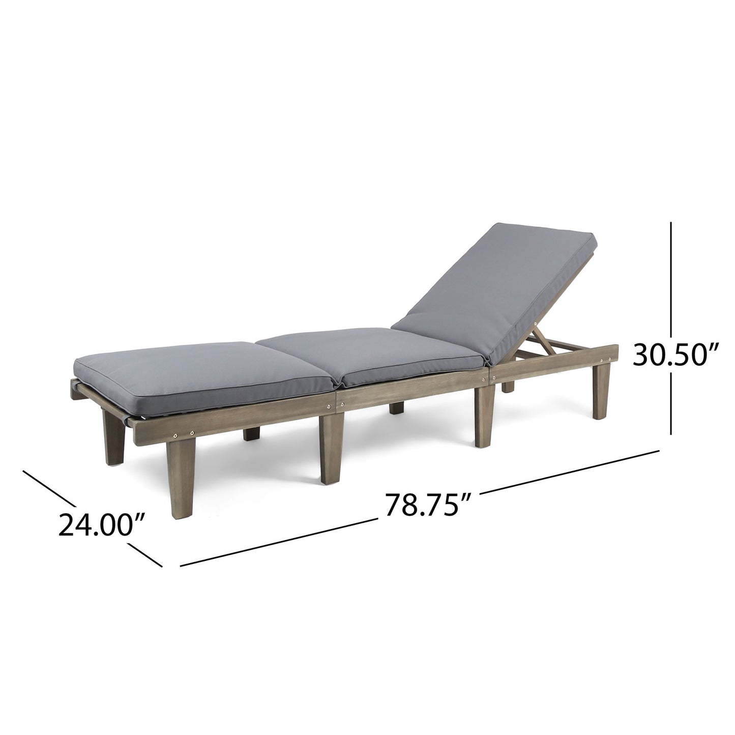 Ariana - Wood Chaise Lounge With Cushion Noble House