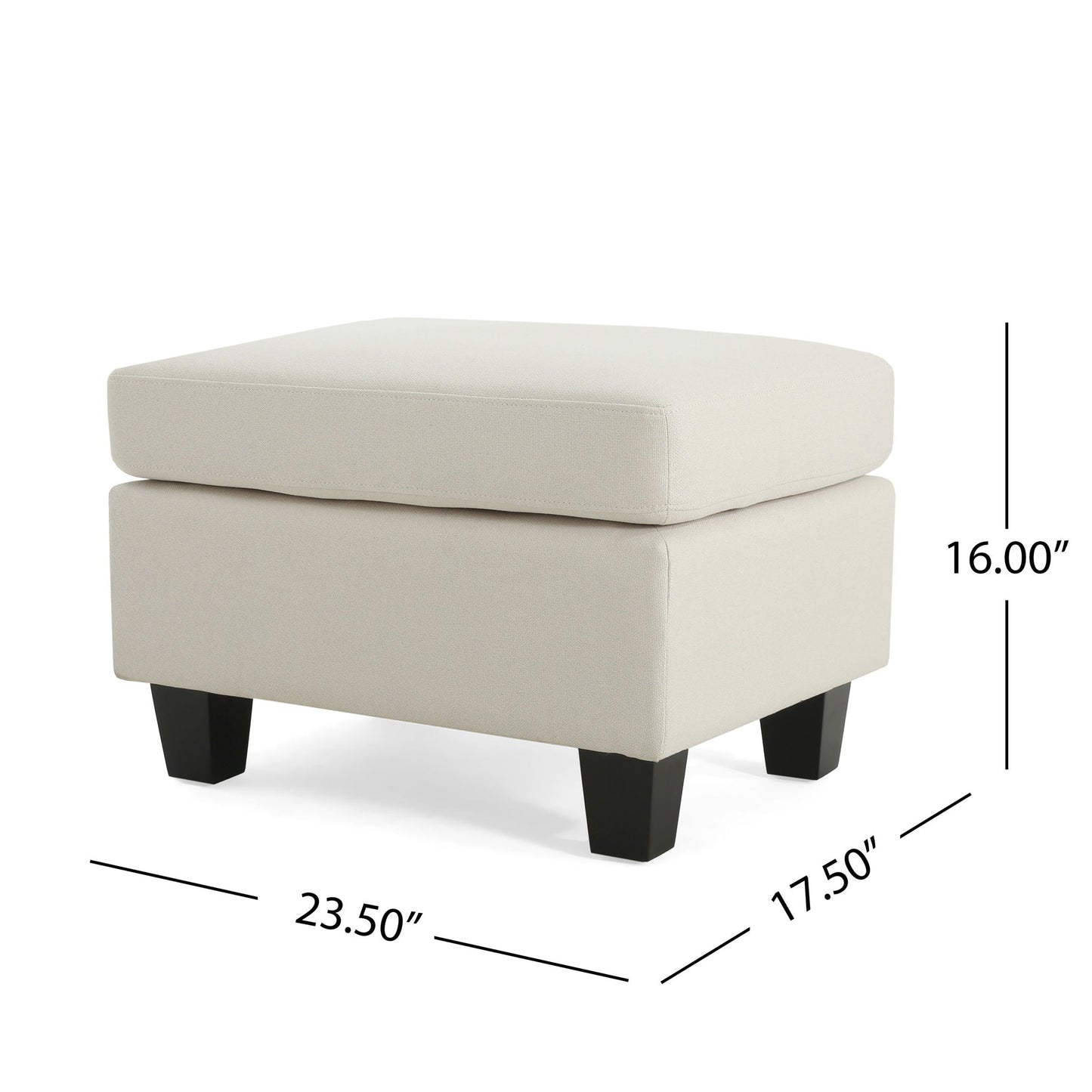 Springfield - Ottoman Contemporary Design Fabric Birch Wood Legs - Beige Noble House