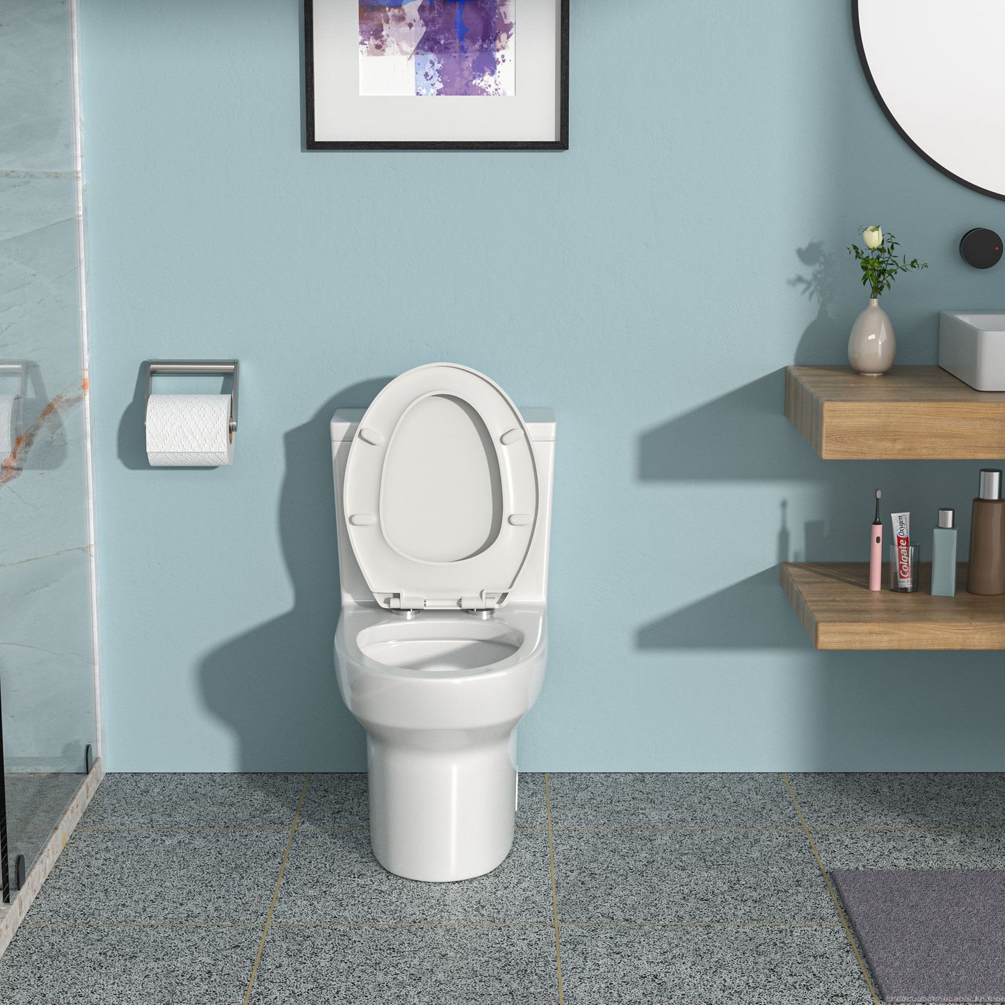 1 Piece Toilet & Dual Flush, Soft Closing Seat - White Daily Nest