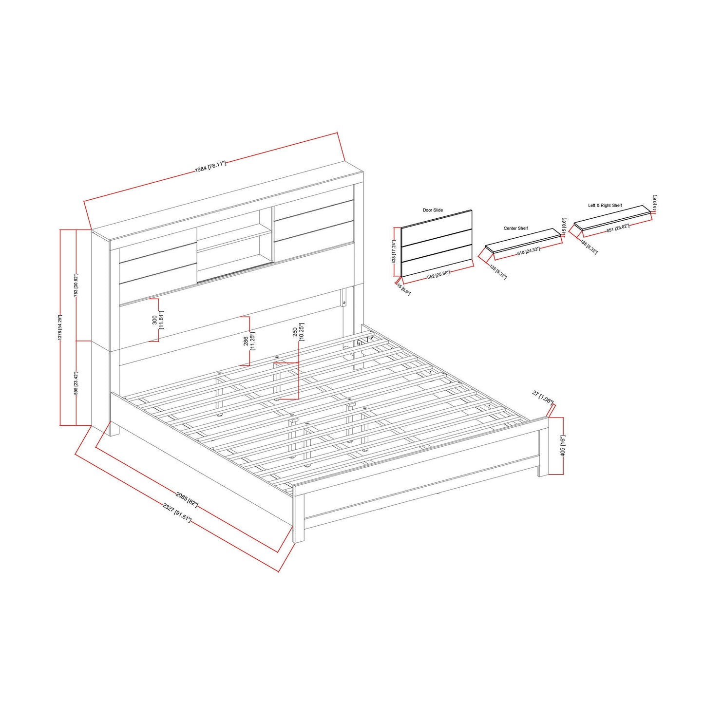 Soluto - Bed With Bookcase Headboard Global Furniture USA
