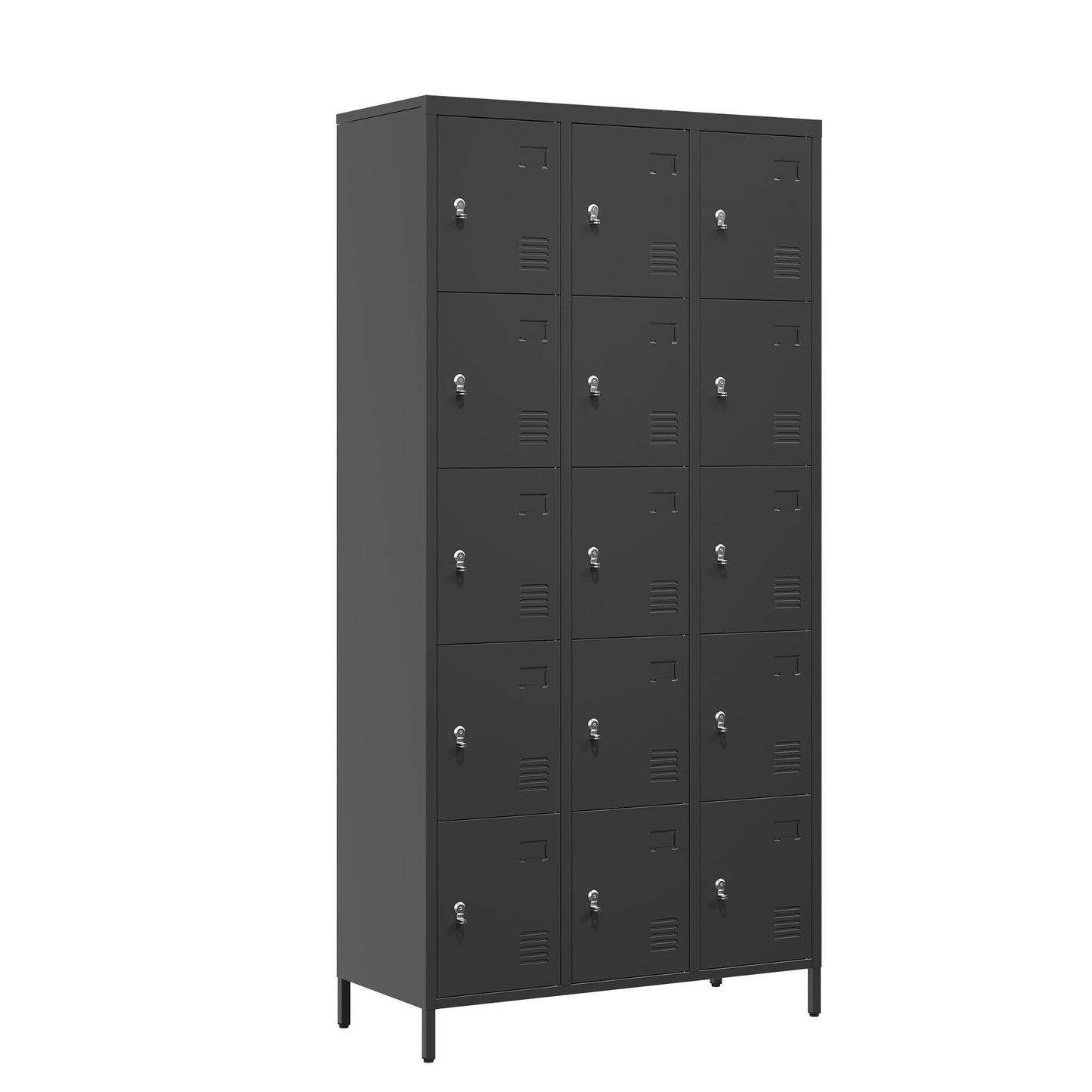 15 Door Lockers With Lock For Employee Storage - Black Home Essentials