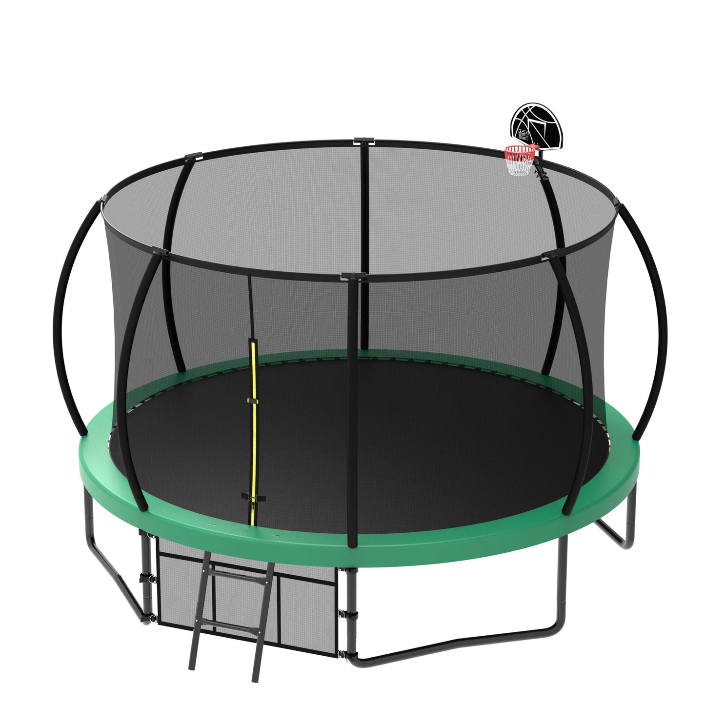12' Recreational Kids Trampoline With Safety Enclosure Net & Ladder, Outdoor Recreational Trampolines Daily Nest
