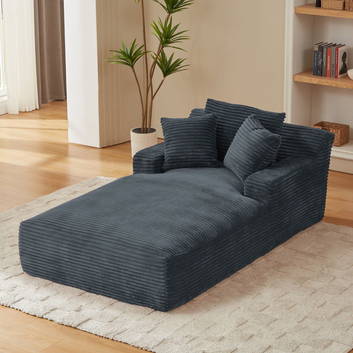 Oversized Chaise Lounge Chair Indoor For Living Room - Dark Gray Home Essentials