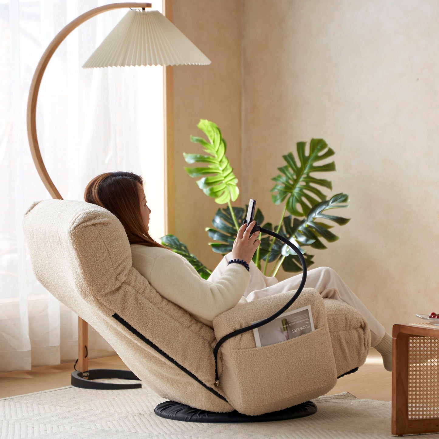 Adjustable Swivel Lounge Chair With 360 Degree Rotating Seat And Headrest Support Home Essentials