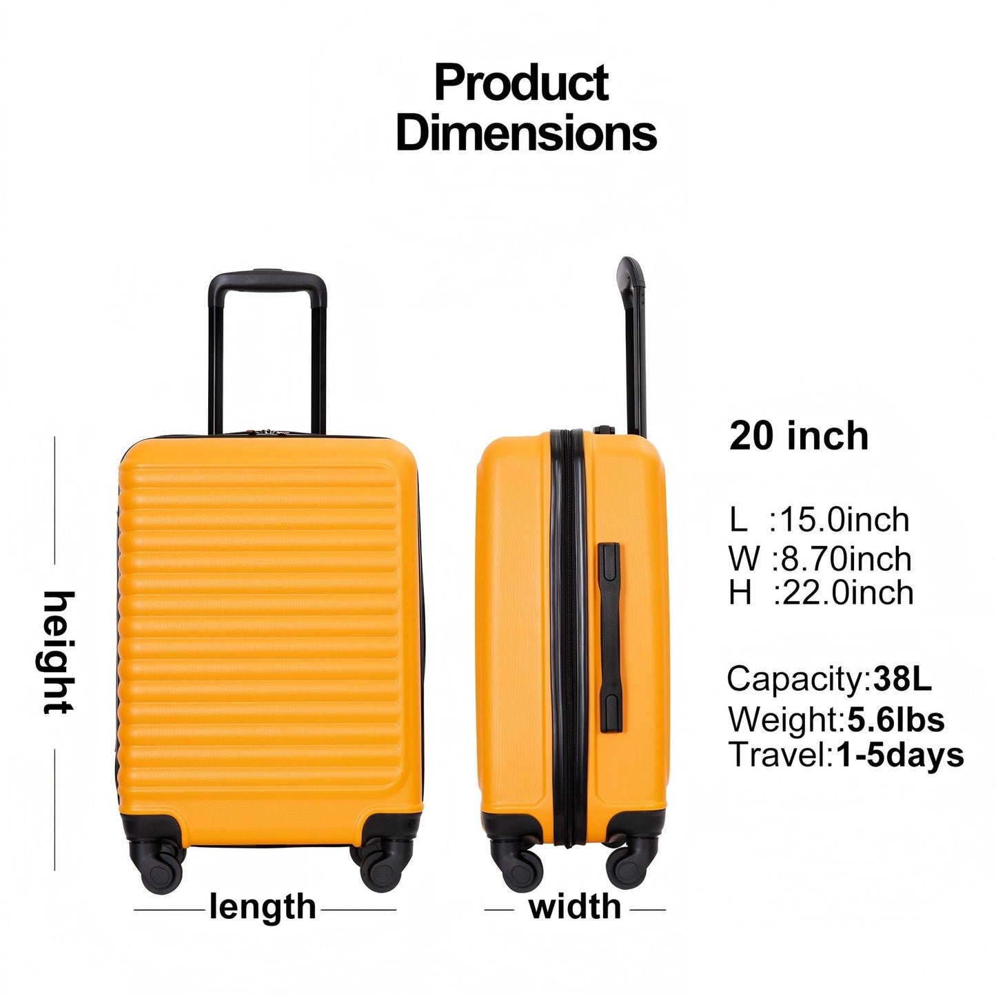 20" Carry On Luggage Lightweight Suitcase, Spinner Wheels Daily Nest