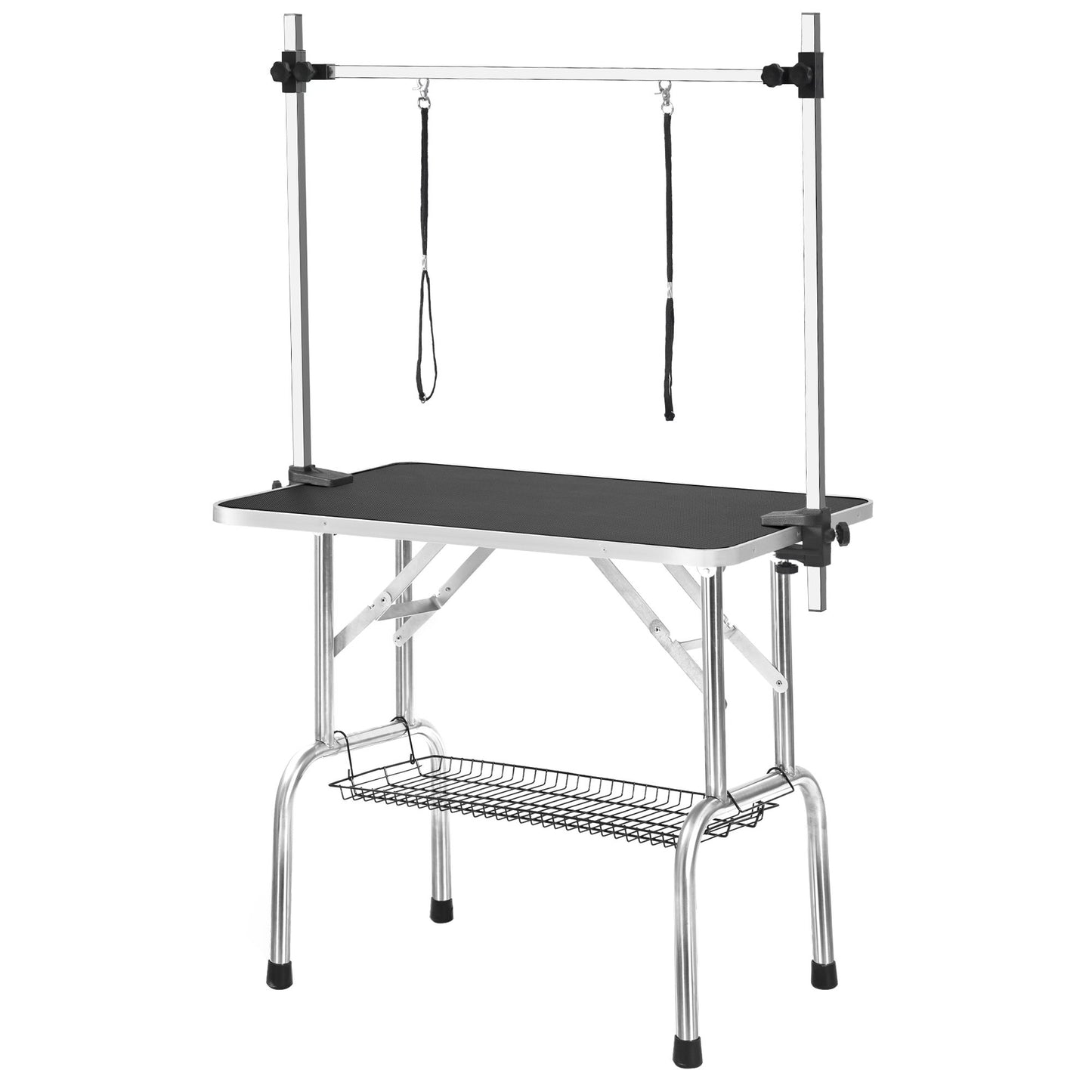 Professional Dog Pet Grooming Table Adjustable Heavy Duty Portable With Arm & Noose & Mesh Tray - Black Daily Nest