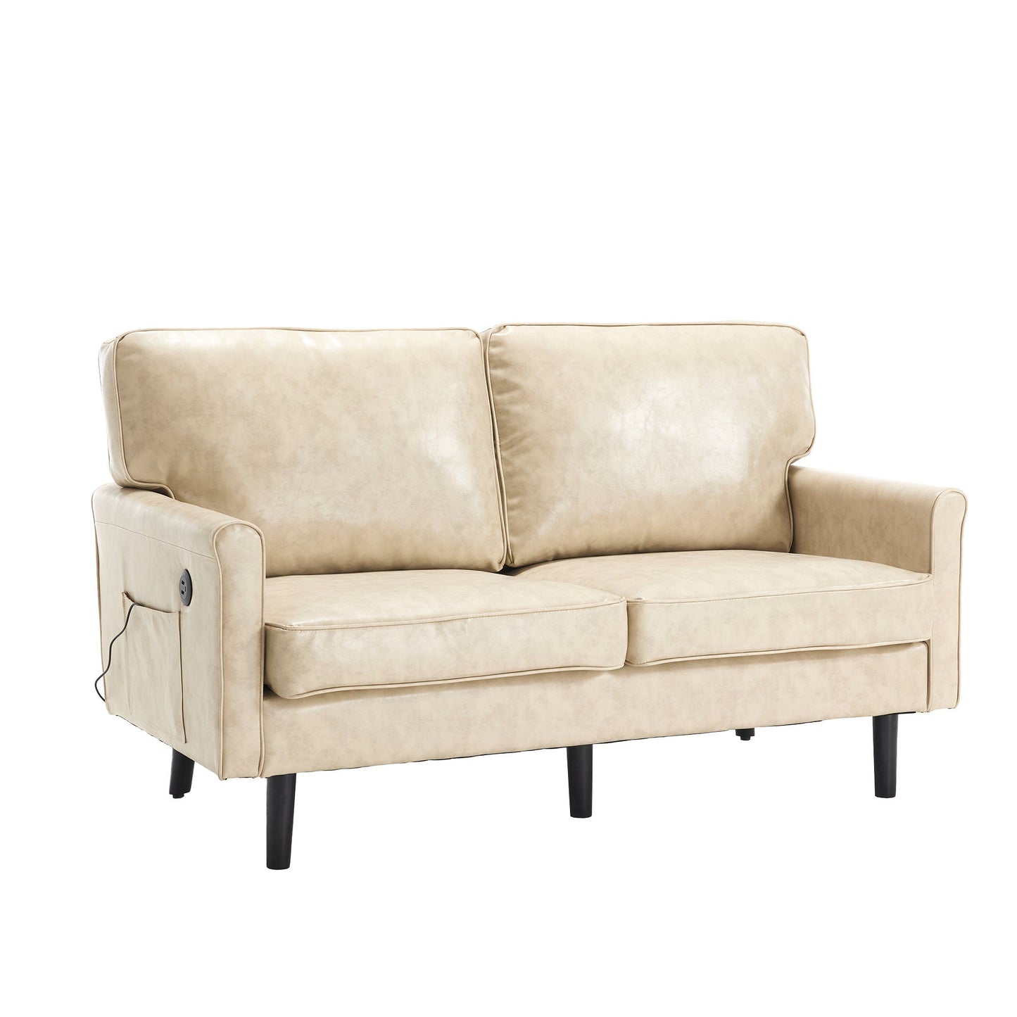 Mid Century Modern Loveseat Sofa With USB Ports, Removable Pillow Cover Home Essentials
