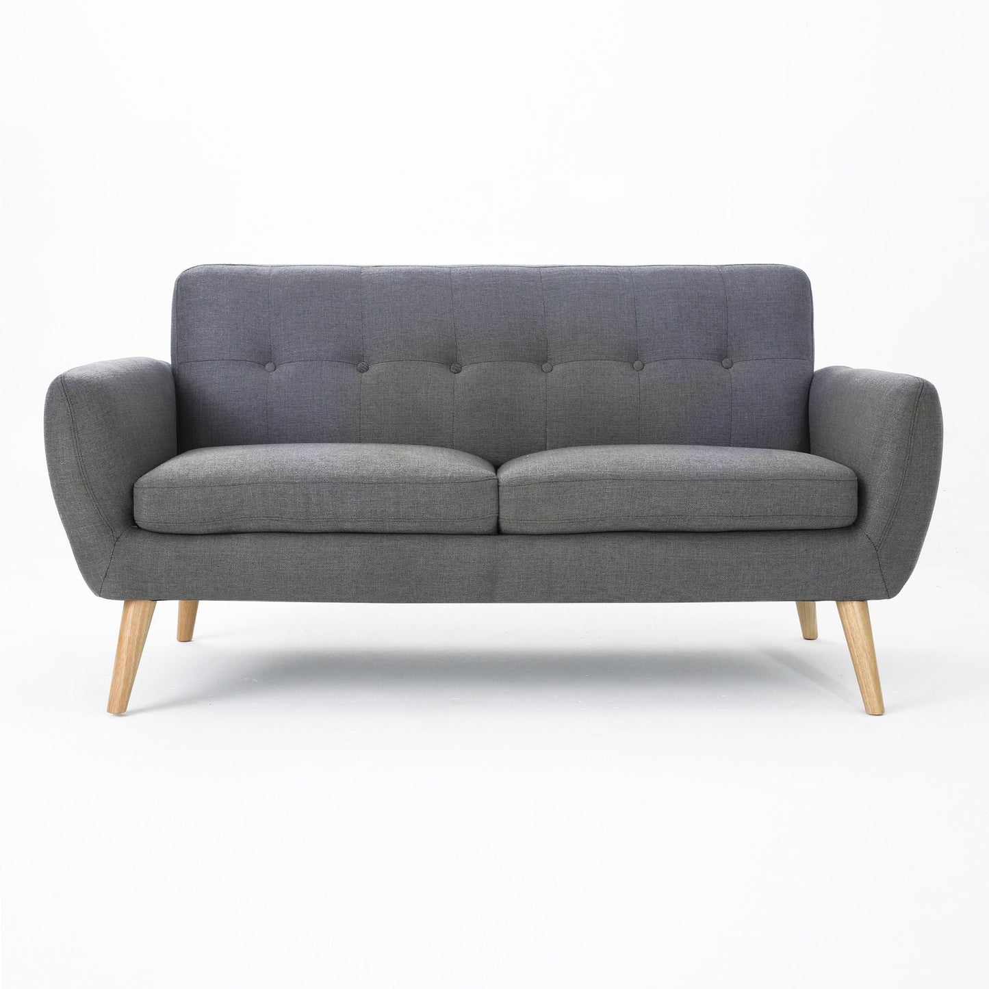 Modern Loveseat Sofa With Button Tufted Backrest Noble House