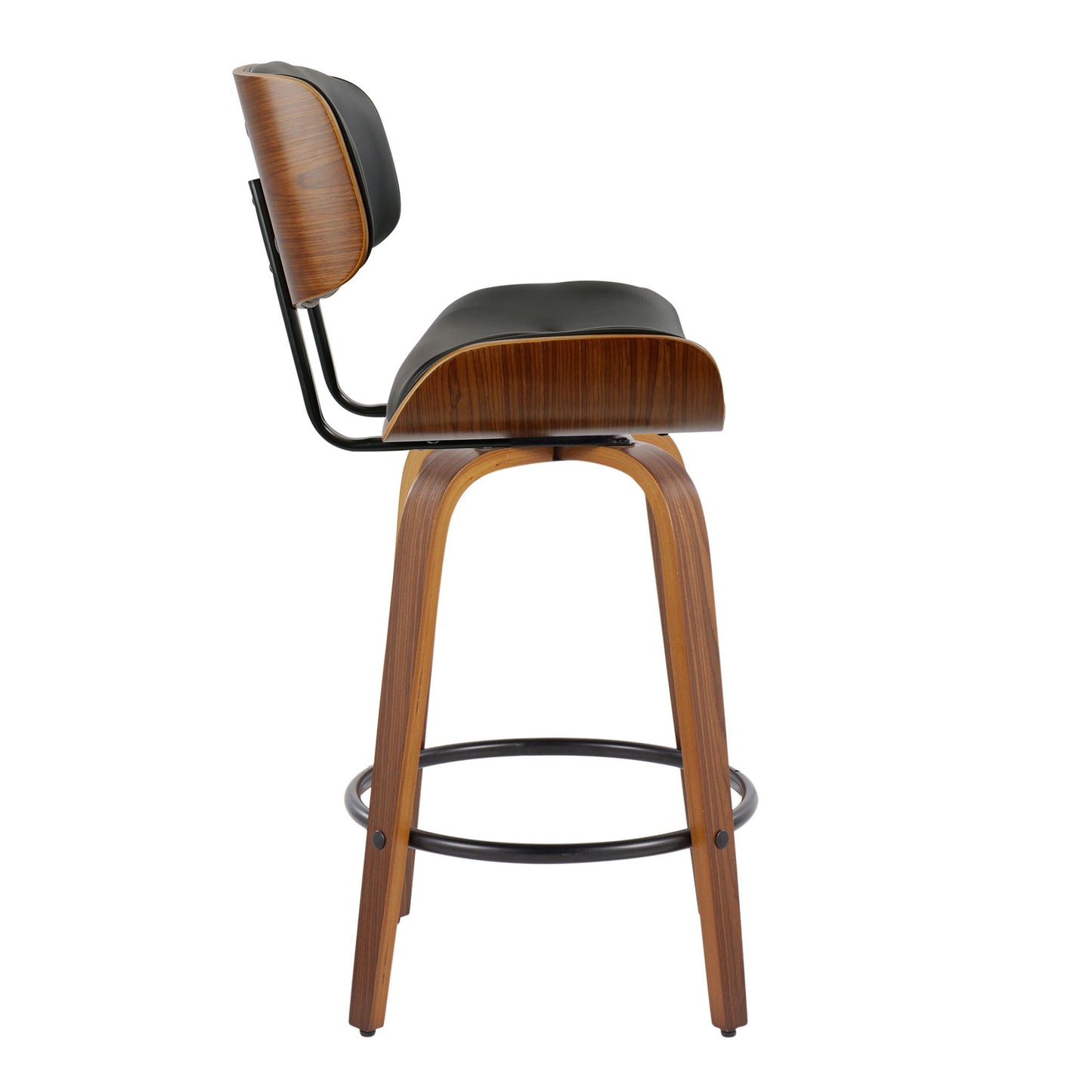 Lombardi - Mid-Century Modern Fixed Height Counter Stool With Swivel With Round Footrest (Set of 2) Lumi Source