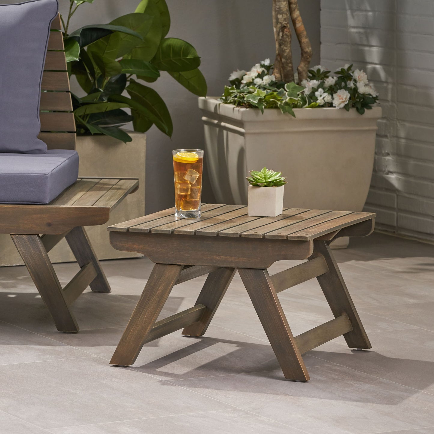 Sedona - Outdoor Side Table With Open Slat Design Noble House