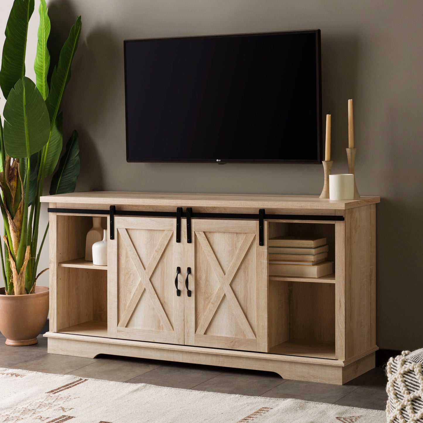 Farmhouse Sliding X Barn Door TV Stand Walker Edison