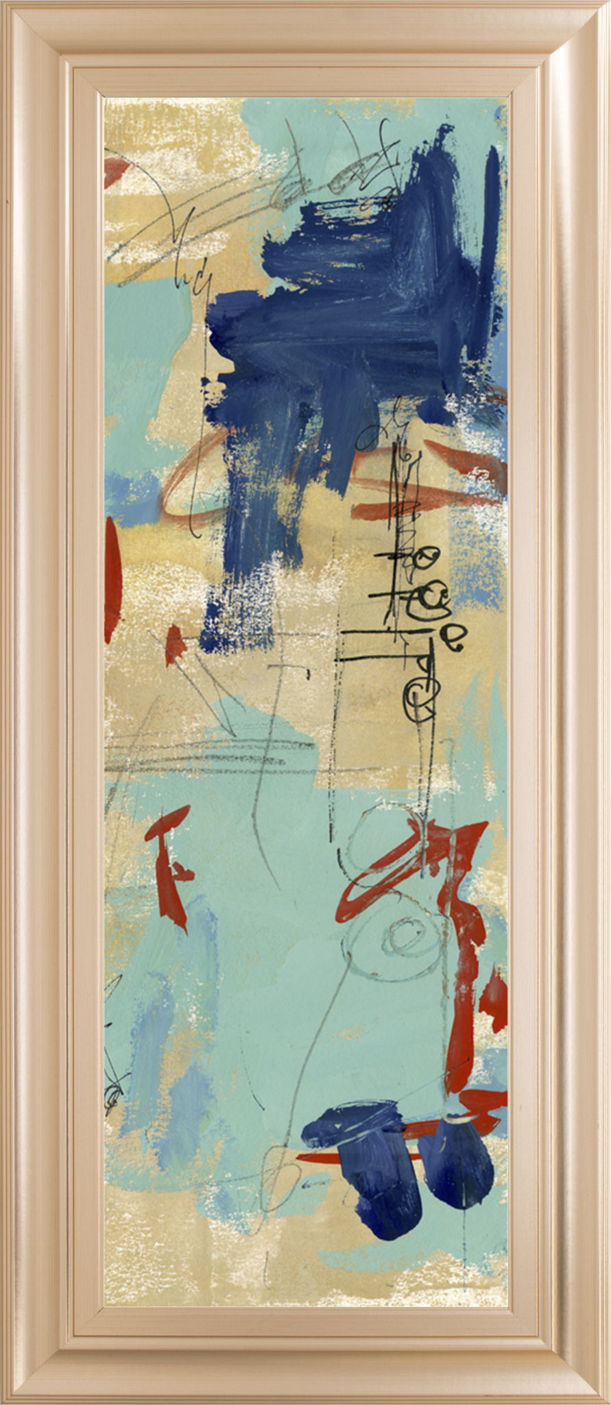 Composition 4a By Melissa Wang - Framed Print Wall Art - Blue Classy Art