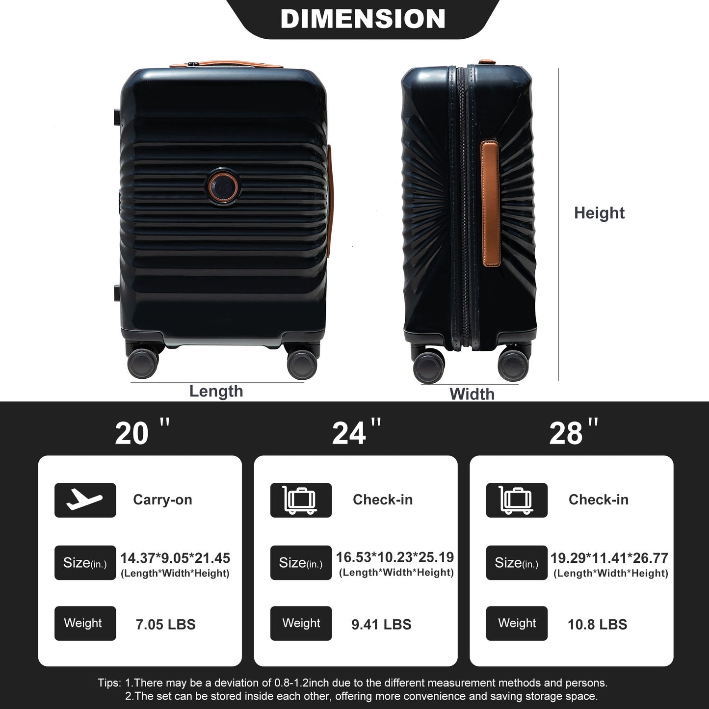 24" Luggage Lightweight Suitcase Tsa Lock USB Port Luggage Wheel Daily Nest