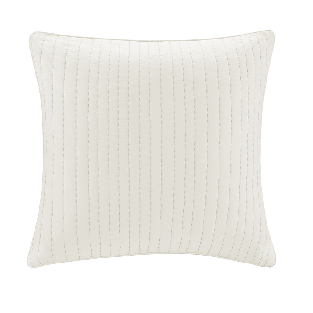 Camila - Quilted Euro Sham - White INK+IVY