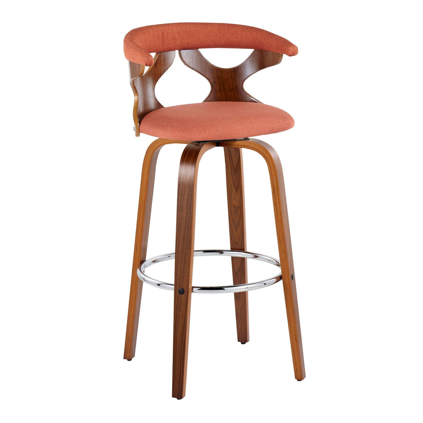 Gardenia - Mid Century Modern Fixed Height Barstool With Swivel With Round Footrest (Set of 2) Lumi Source
