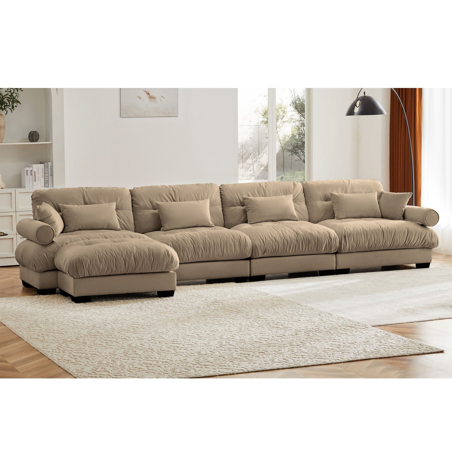 Super Comfort Oversized Modular Sectional Sofa With Movable Ottoman - Snoozhouse