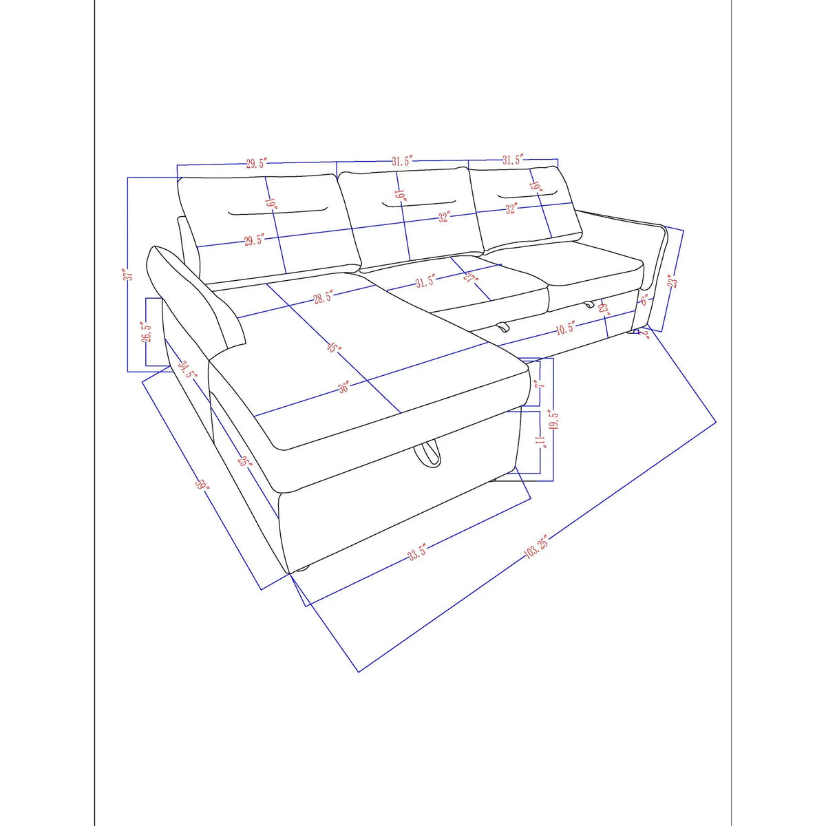Montana - Sofabed With Storage - Gray Global Furniture USA