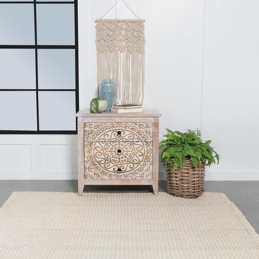 Mariska - 3-Drawer Wood Mandala Cabinet - Distressed White Coaster Fine Furniture