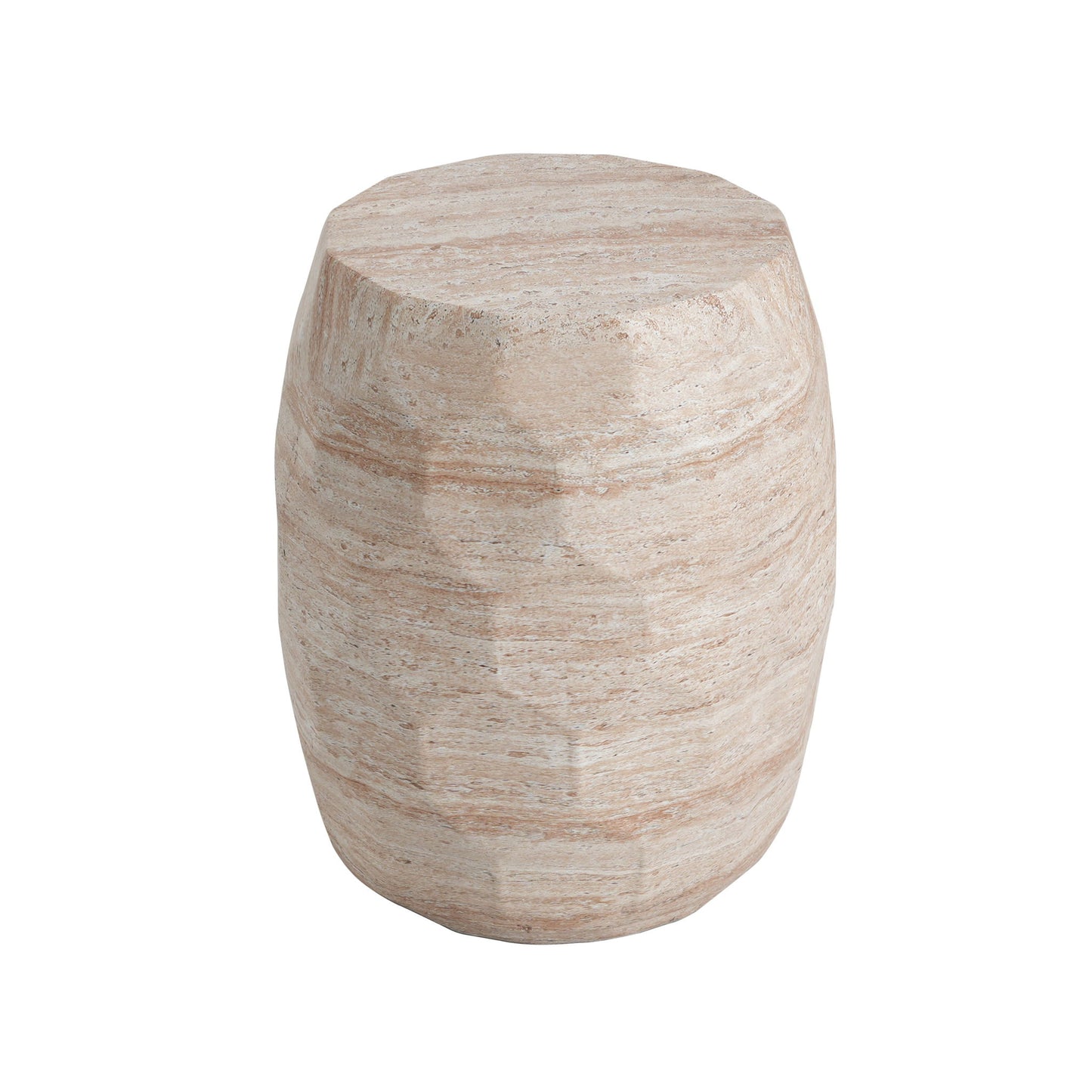 Travertine Lightweight Concrete Side Table For Indoor / Outdoor Use - Beige Noble House