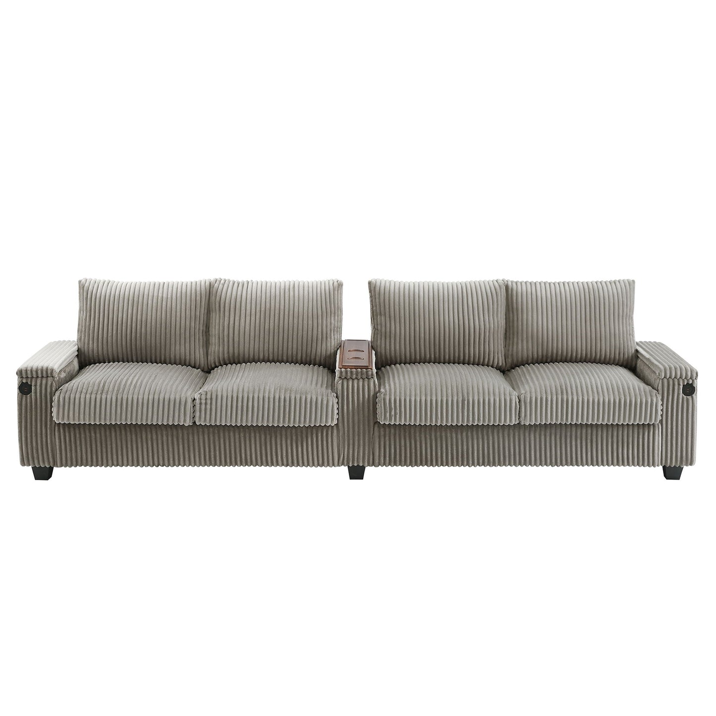Modern 4 Seater Corduroy Sofa Couch With USB Ports And Hidden Storage Hearth and Haven