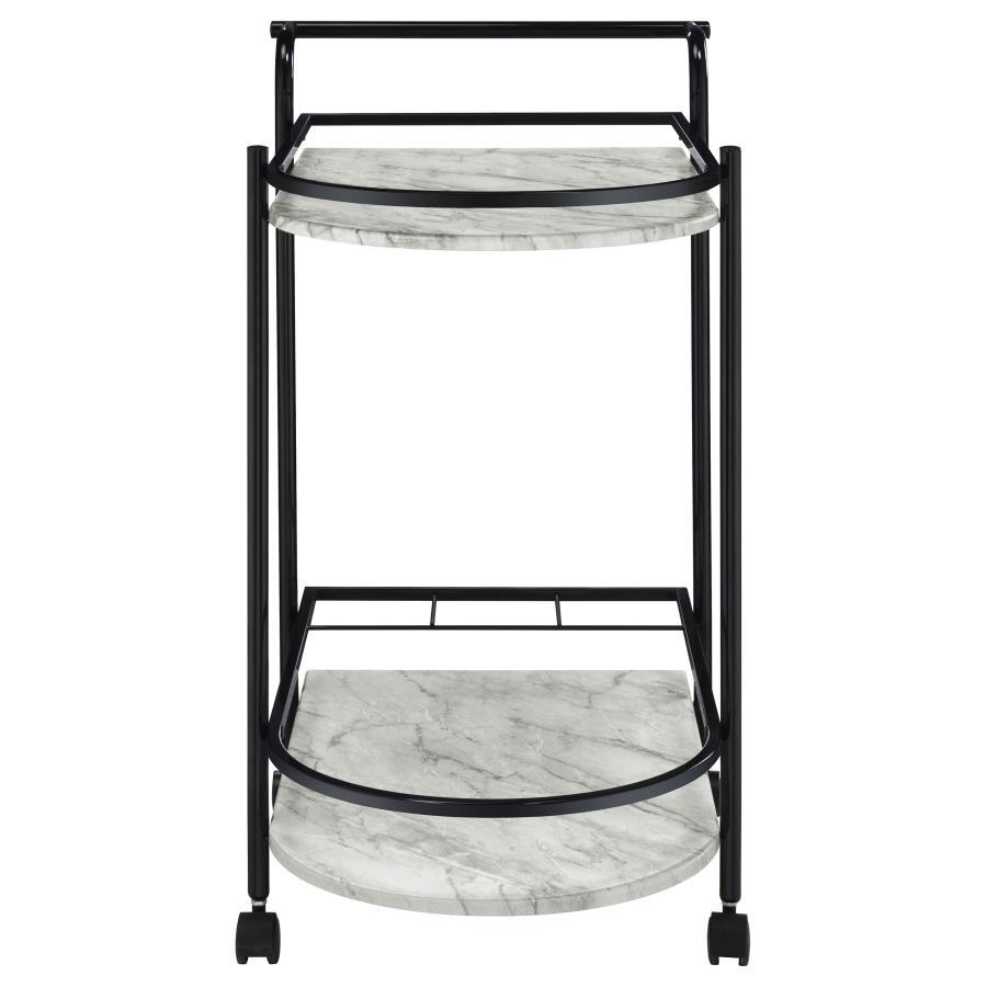 Desiree - 2-Tier Faux Marble Shelf Metal Bar Cart CoasterEveryday