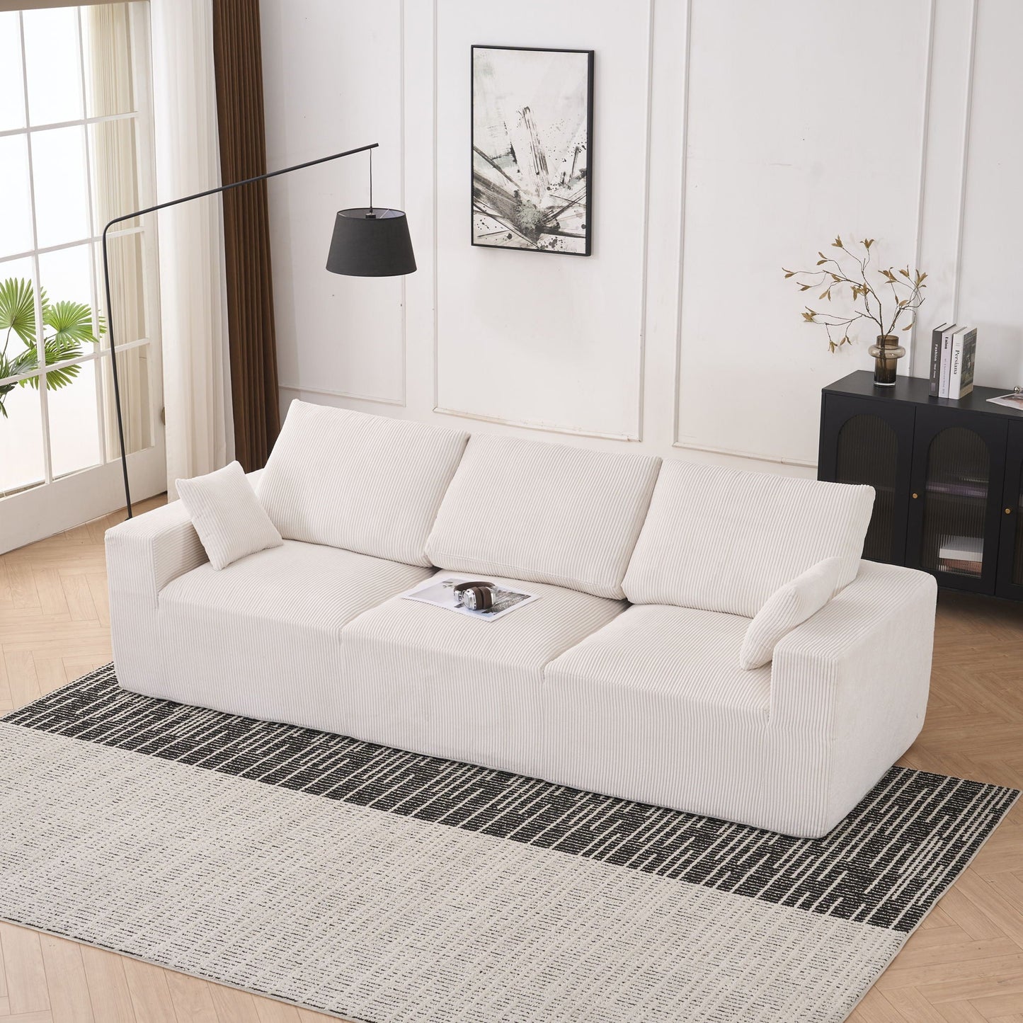 Modular Sectional Sofa With Extra Wide Cushion, USB / Type C Charger, Petal Armrest Home Essentials