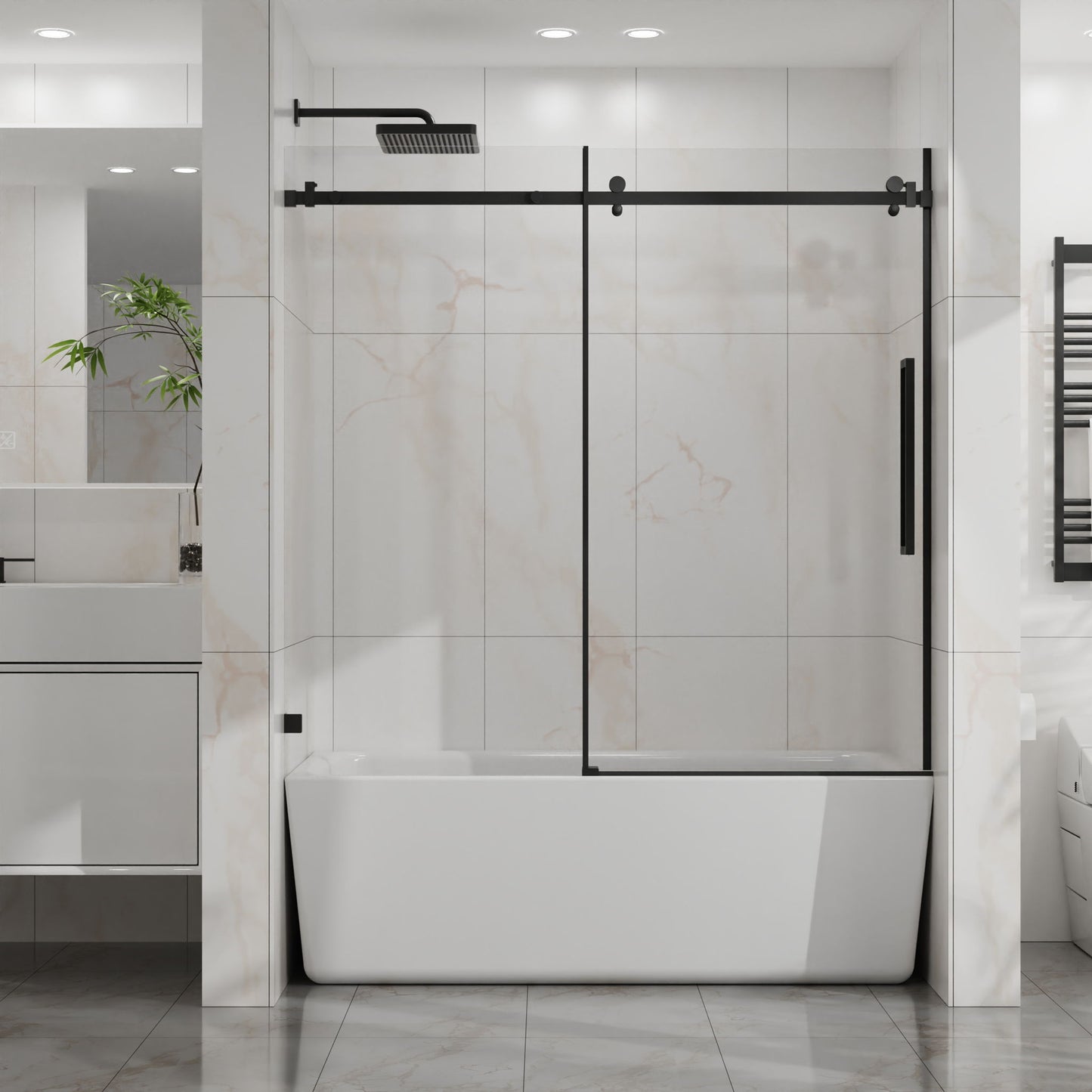 Frameless Tub Sliding Shower Door With Easy Clean Coating Daily Nest