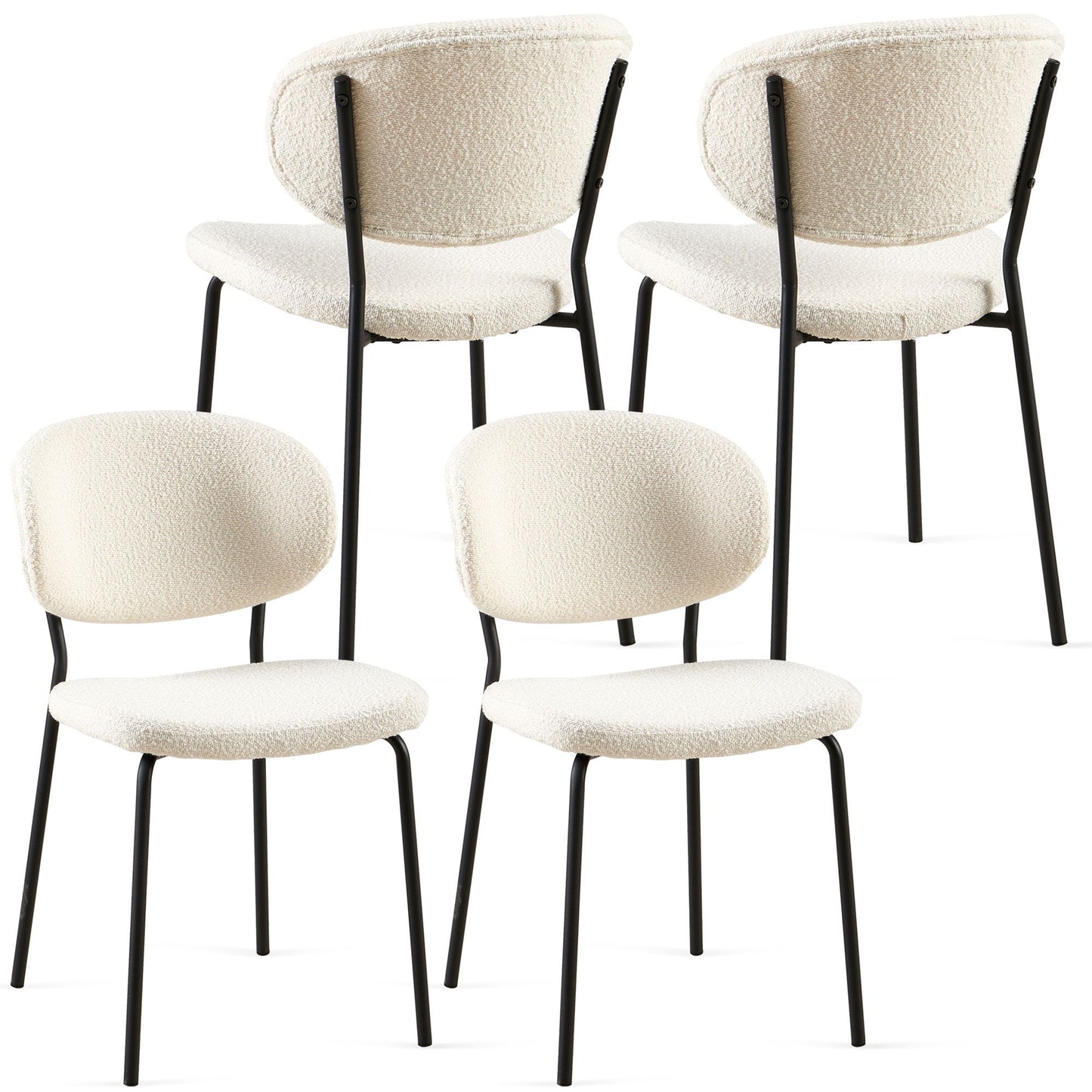 Boucle Dining Chairs, Dining Chairs With Metal Legs For Dining Room, Kitchen, Living Room Home Essentials