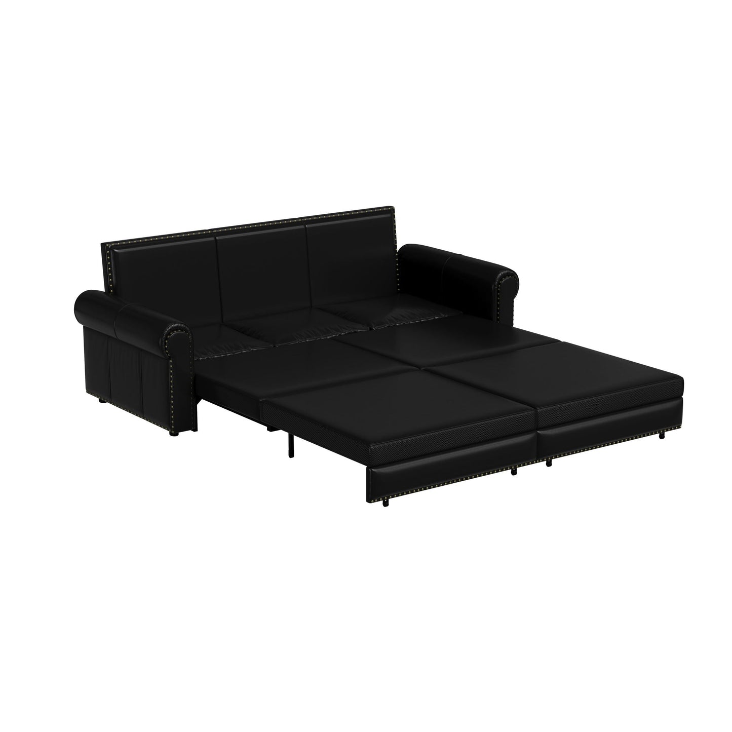 3 In 1 Convertible Sleeper Sofa With Nailhead Trim & Rolled Arm Home Essentials