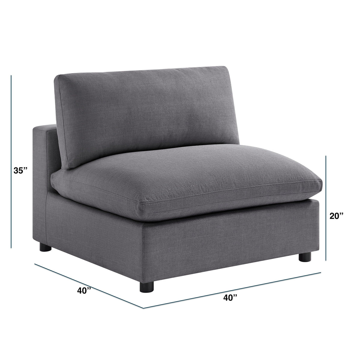Cassandra - Armless Slipper Chair - Charcoal Gray Ridgecrest Home
