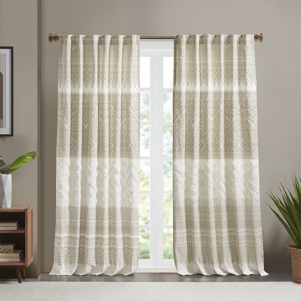 Mila - Printed Window Panel With Detail And Lining - Taupe INK+IVY