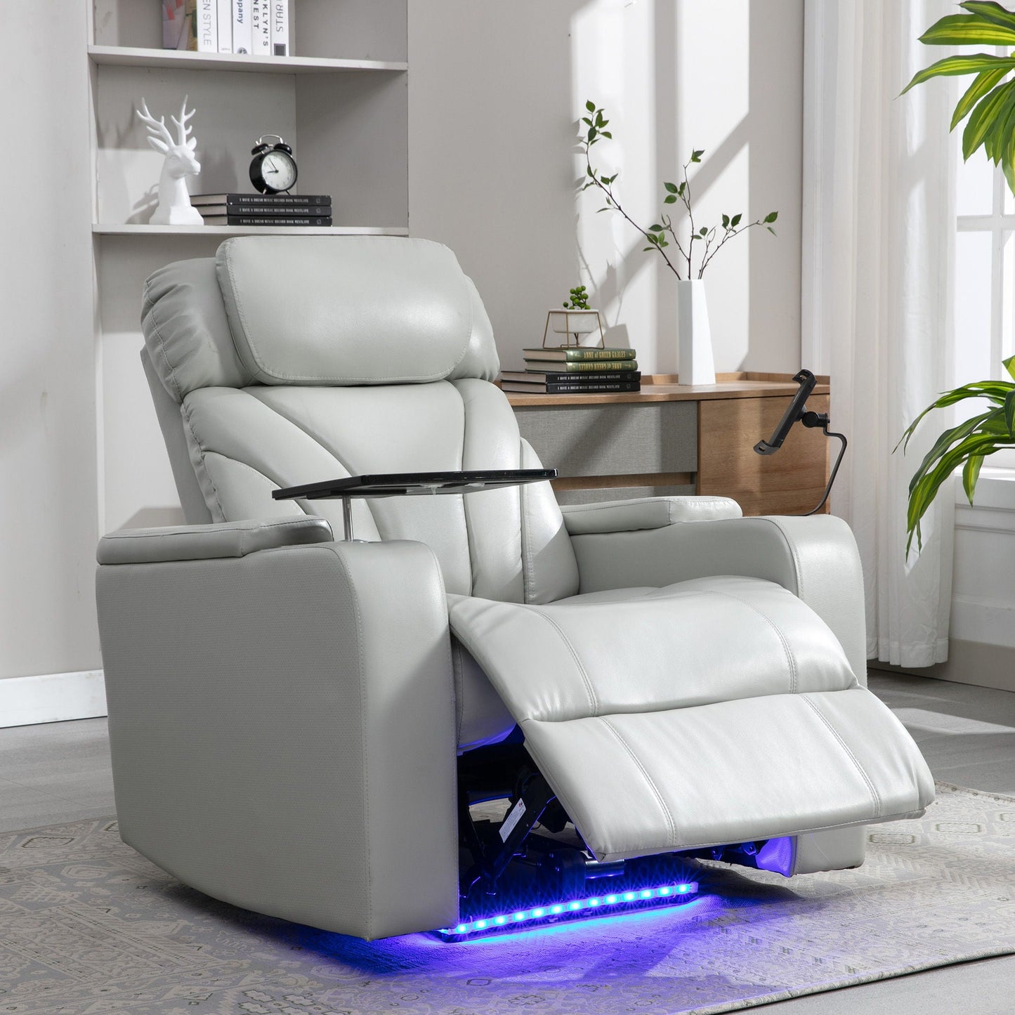 Power Motion Recliner Electric Power Recliner With USB Charging Port, Hidden Arm Storage, Convenient Cup Holder And Bluetooth Speaker Hearth and Haven
