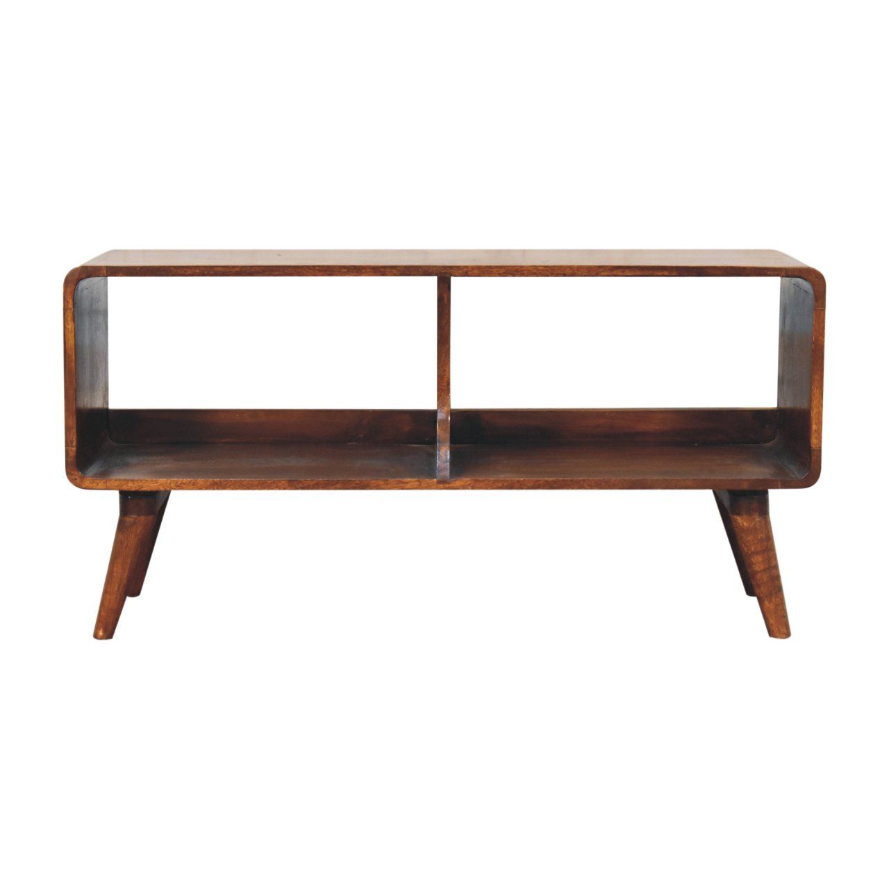 Curved Double Slot Media Unit - Dark Brown Artisan Furniture