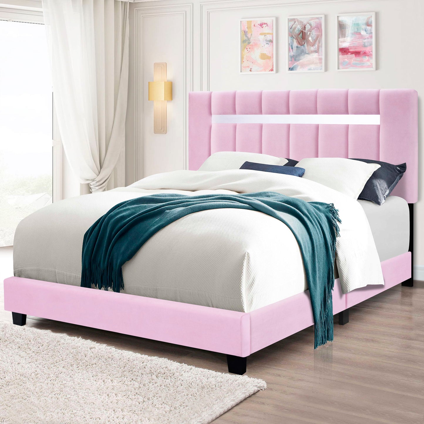 Queen Size Adjustable Upholstered Bed Frame Dark Velvet Collection Comfort And Simplicity Home Essentials