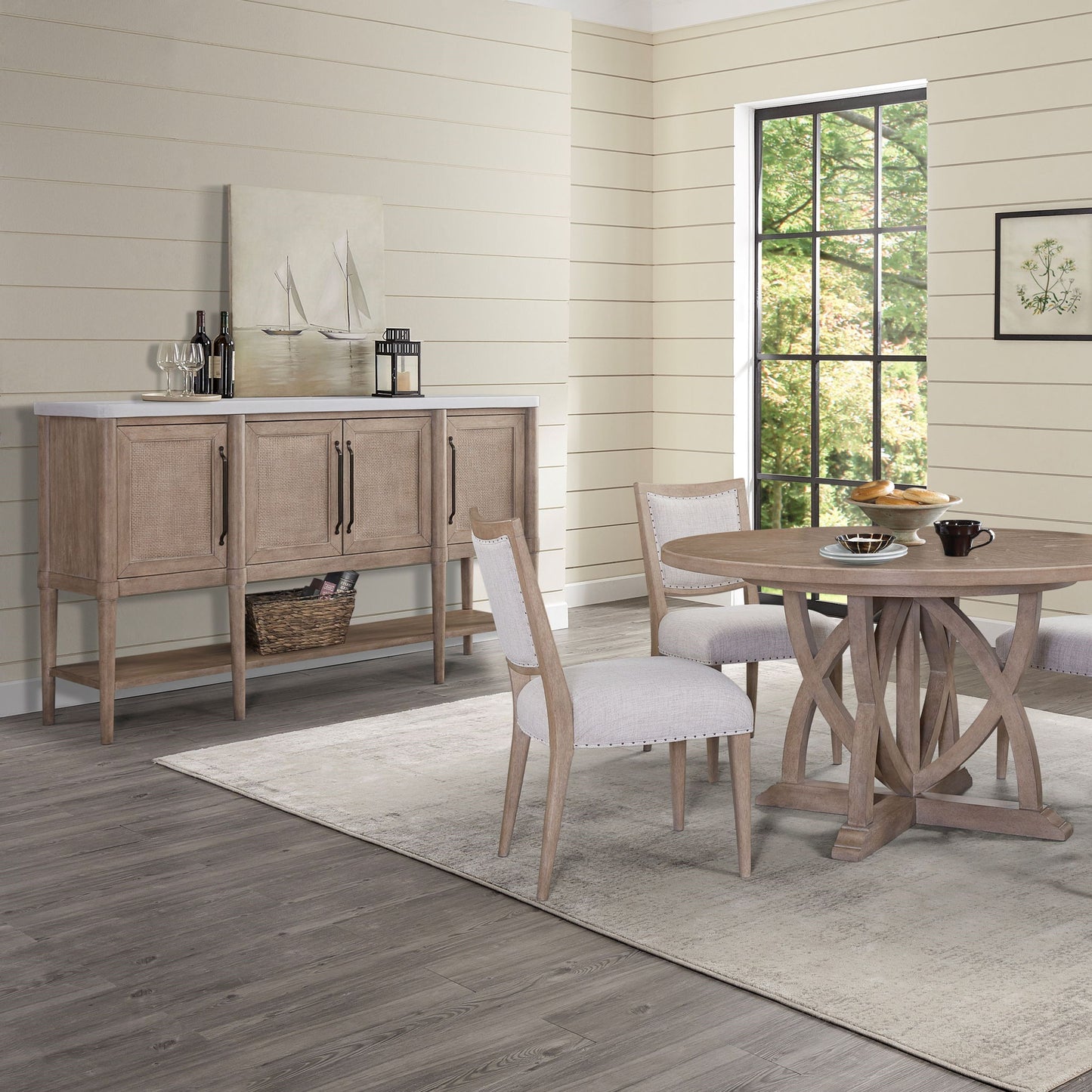 Cement Topped Server With Cane Insets - Sand Bernards Furniture