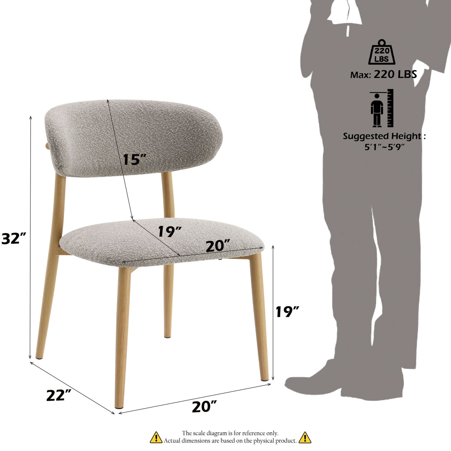 Kacey - Boucle Side Chair (Set of 2) - Gray Acme
