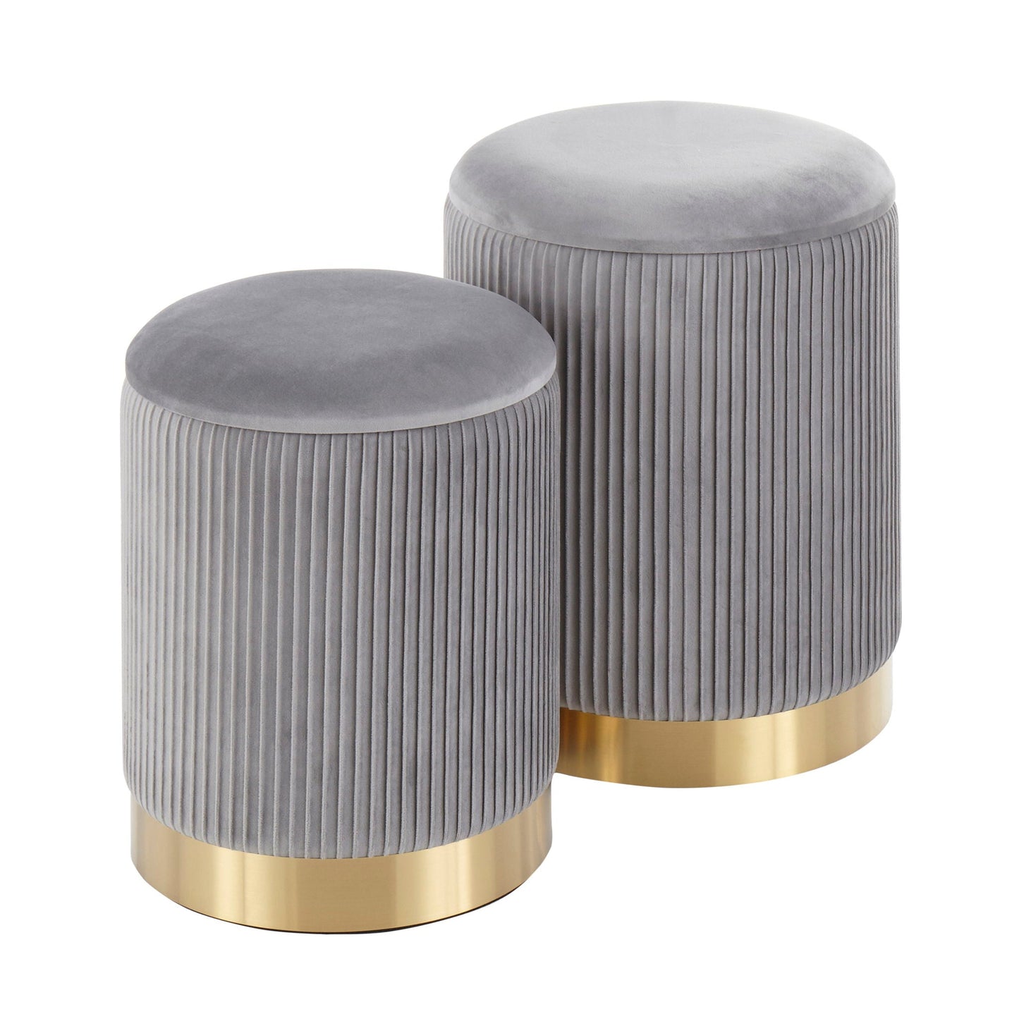 Marla - Contemporary Nesting Pleated Ottoman Set Lumi Source