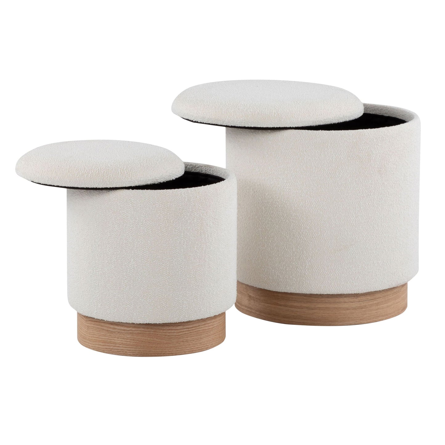 Marla - Contemporary, Nesting Ottoman Set - Natural / Cream Lumi Source