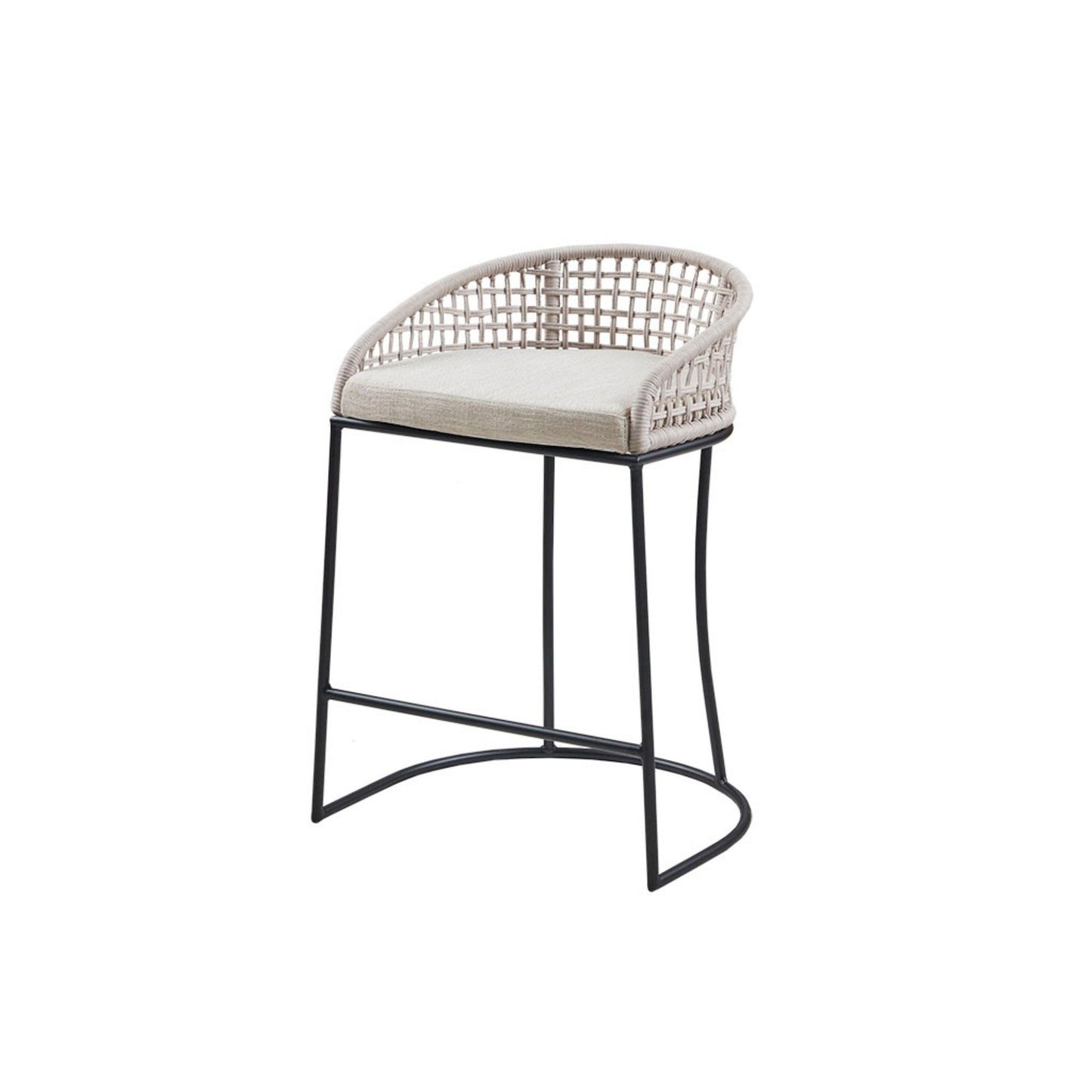 Coastal Woven Counter Stool With Upholstered Seat JLA