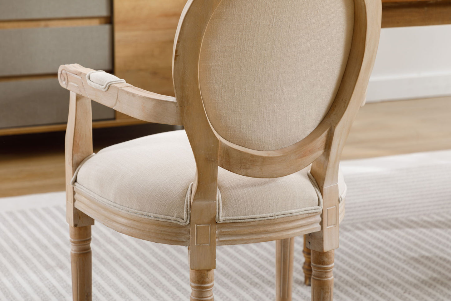 French Vintage Upholstered Fabric Dining Armchair (Set of 2) Home Essentials