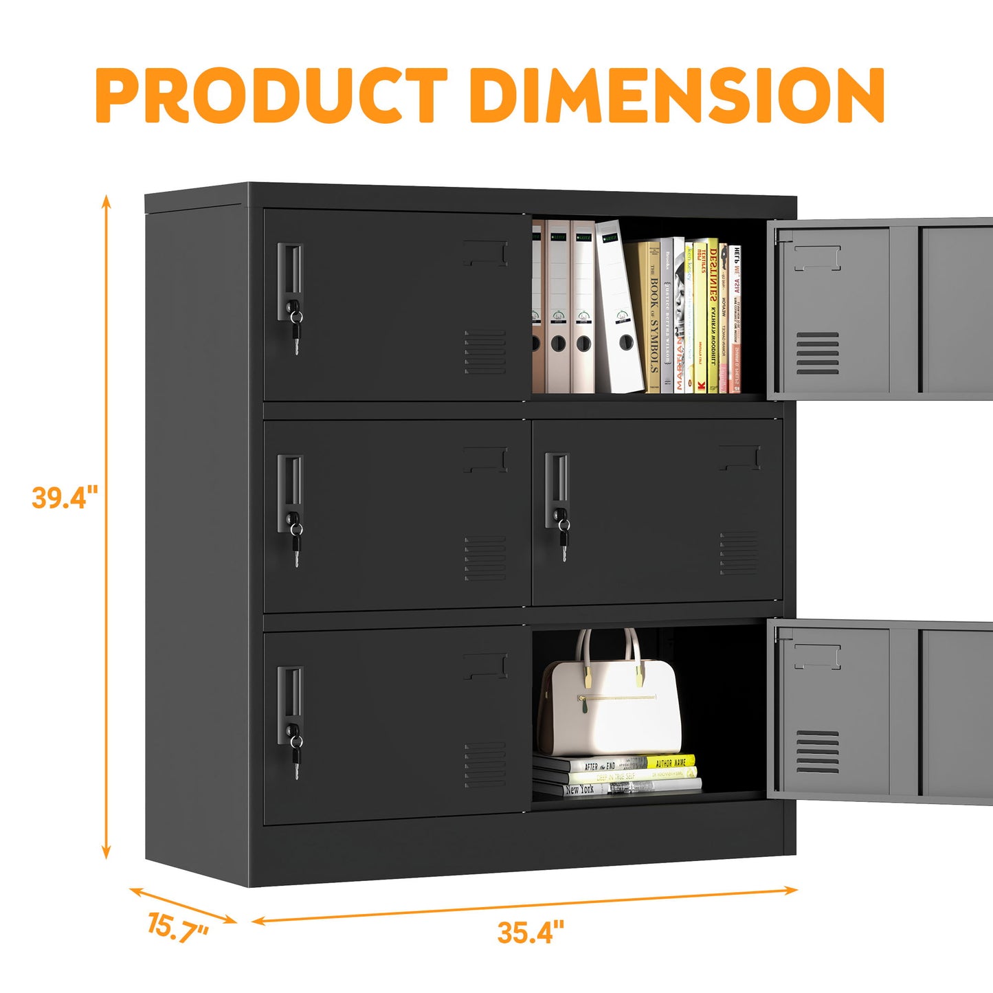 6 Door Employee Storage Locker, Lockers For Office, Gym, School, And Home With Card Slot - Black Home Essentials