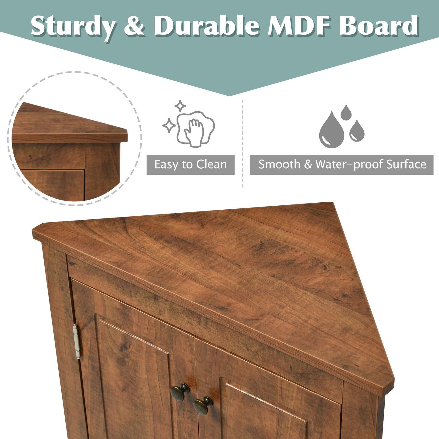 Triangle Bathroom Storage Cabinet With Adjustable Shelves, Freestanding Floor Cabinet For Home Kitchen Hearth and Haven