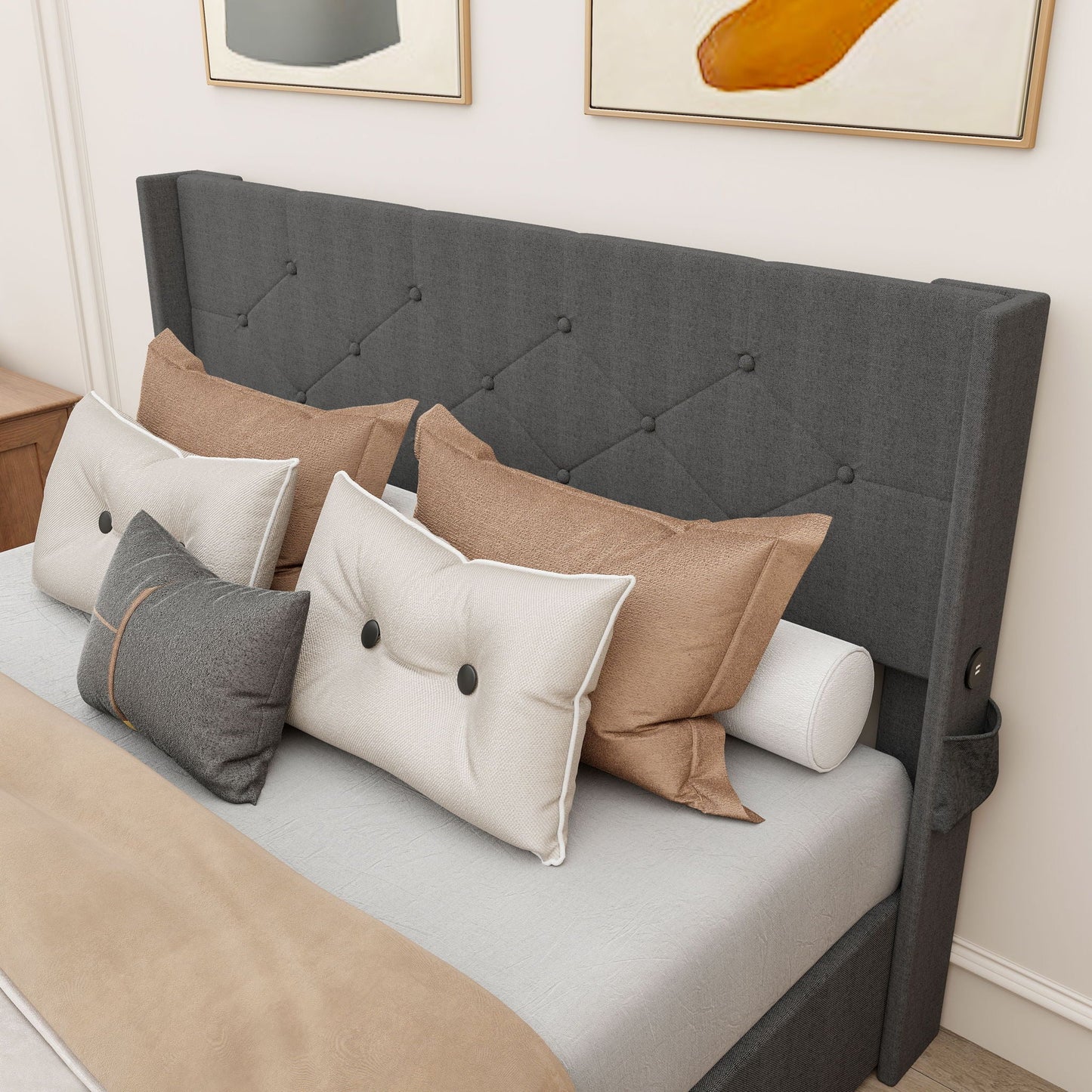 Bed With Gas Lift Storage, USB Ports Home Essentials