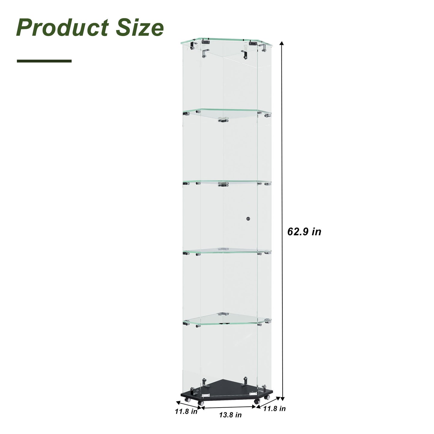 5 Tier Diamond Glass Display Case With 5 Dynamic LED Modes - Black Home Essentials